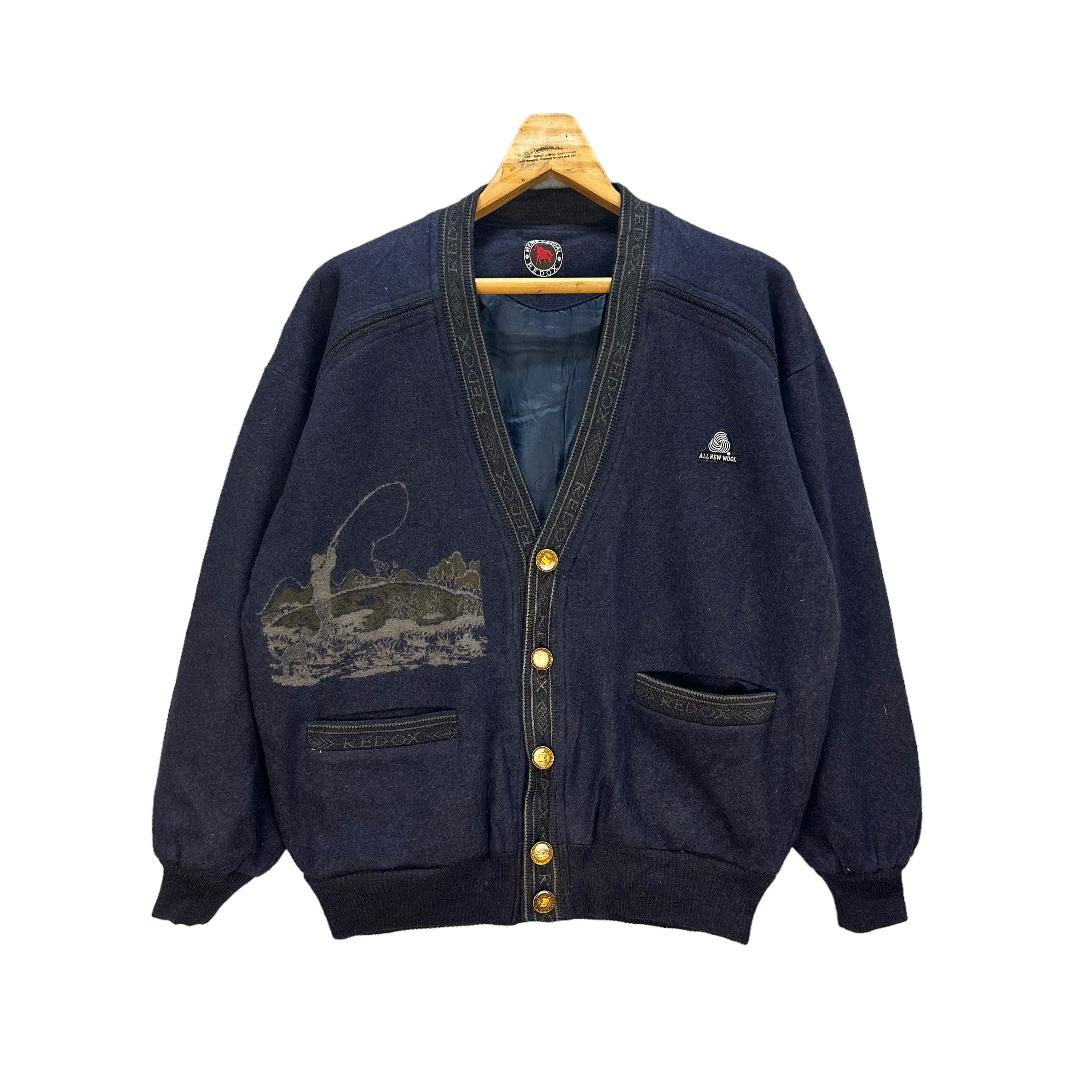 Japanese Brand REDOX FISHERMAN GRAPHIC WOOL CASUAL JACKET #8123-204 Size US XL / EU 56 / 4 - 3 Thumbnail