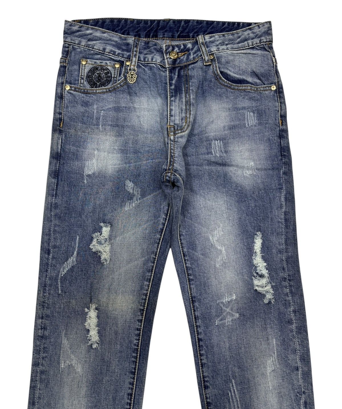 4GSELLER Chrome Hearts Symbol Jeans by Amarone Distressed Denim Size US 30 / EU 46 - 2 Thumbnail