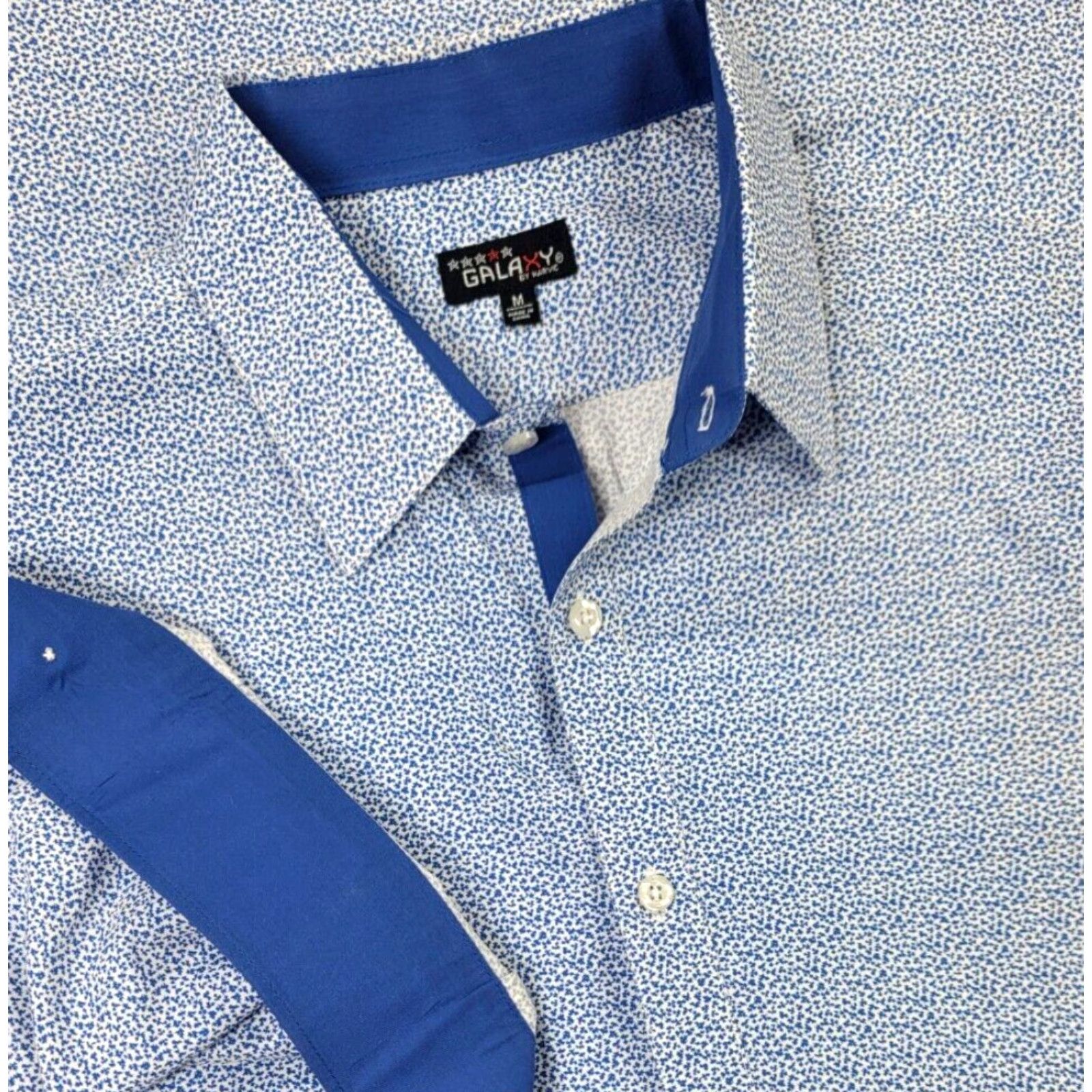 Vintage Galaxy by Harvic Button-Up Shirt Men M Blue Floral Long Sleeve Casual Shirt Size US M / EU 48-50 / 2 - 2 Thumbnail
