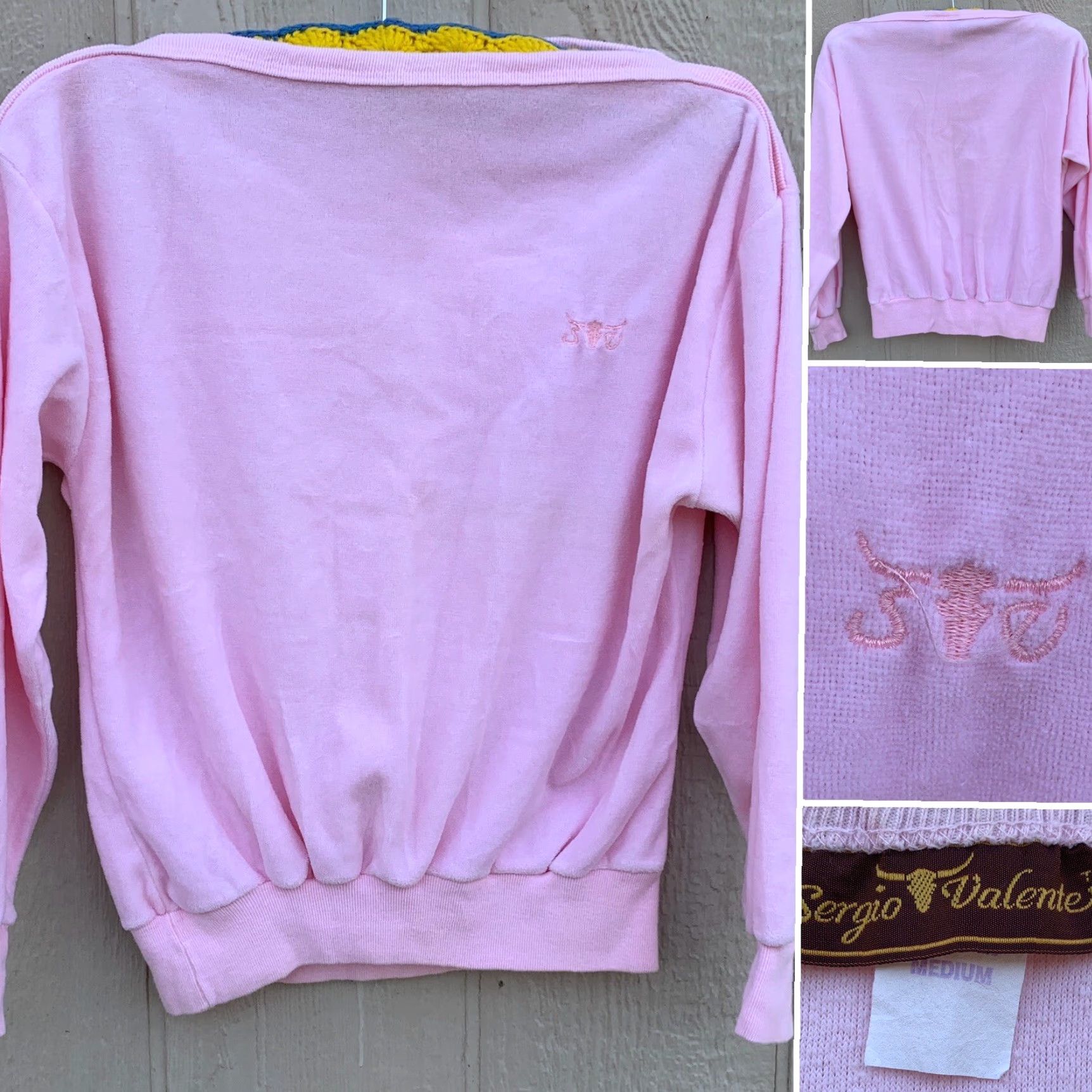 Velour VINTAGE Sergio Valente Velour Shirt Pink M 80s 70s Made In USA Shirt Mens Size M / US 6-8 / IT 42-44 - 2 Thumbnail