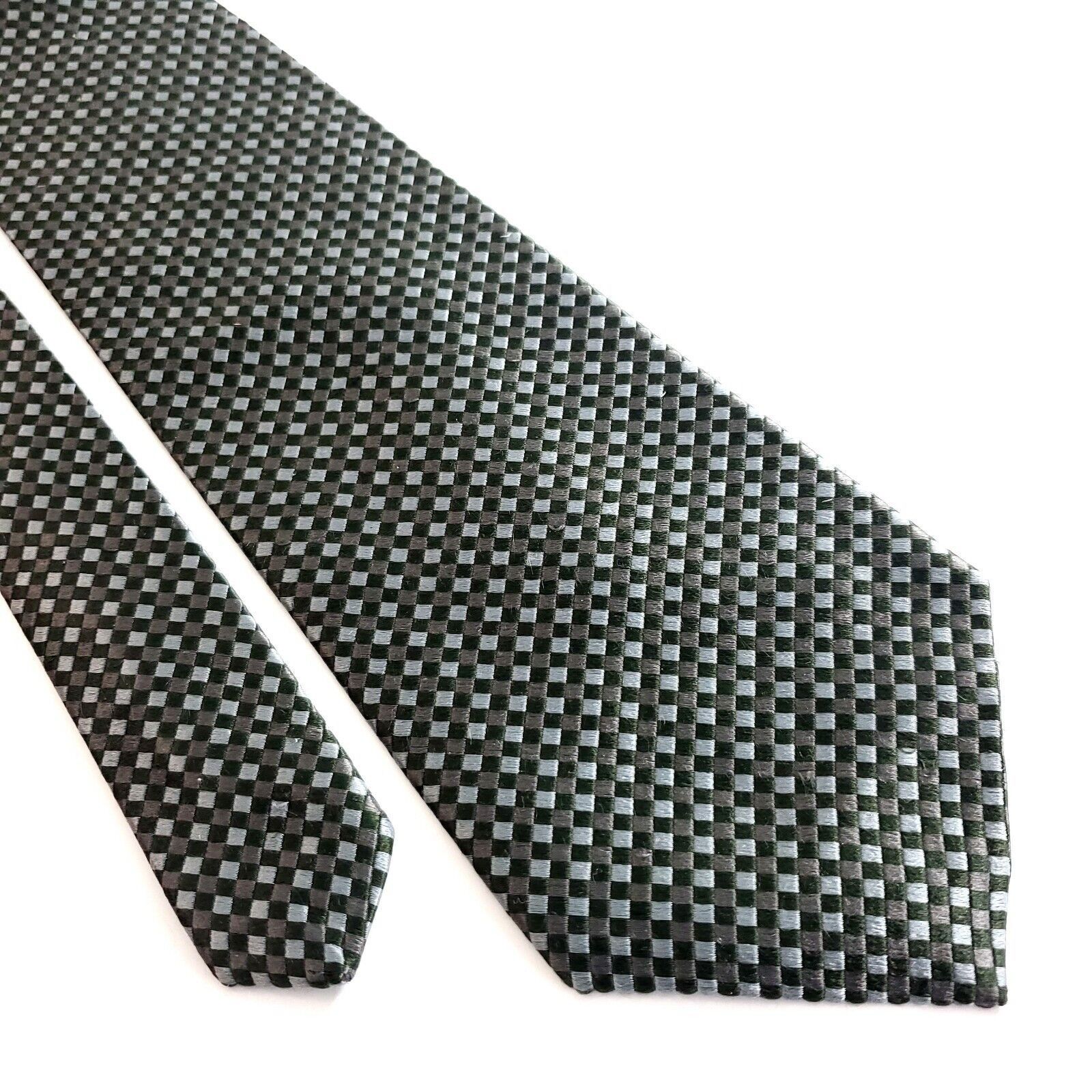 Designer Geoffrey Beene Green Tan Geometric Woven Wide Silk Tie Size ONE SIZE - 1 Thumbnail