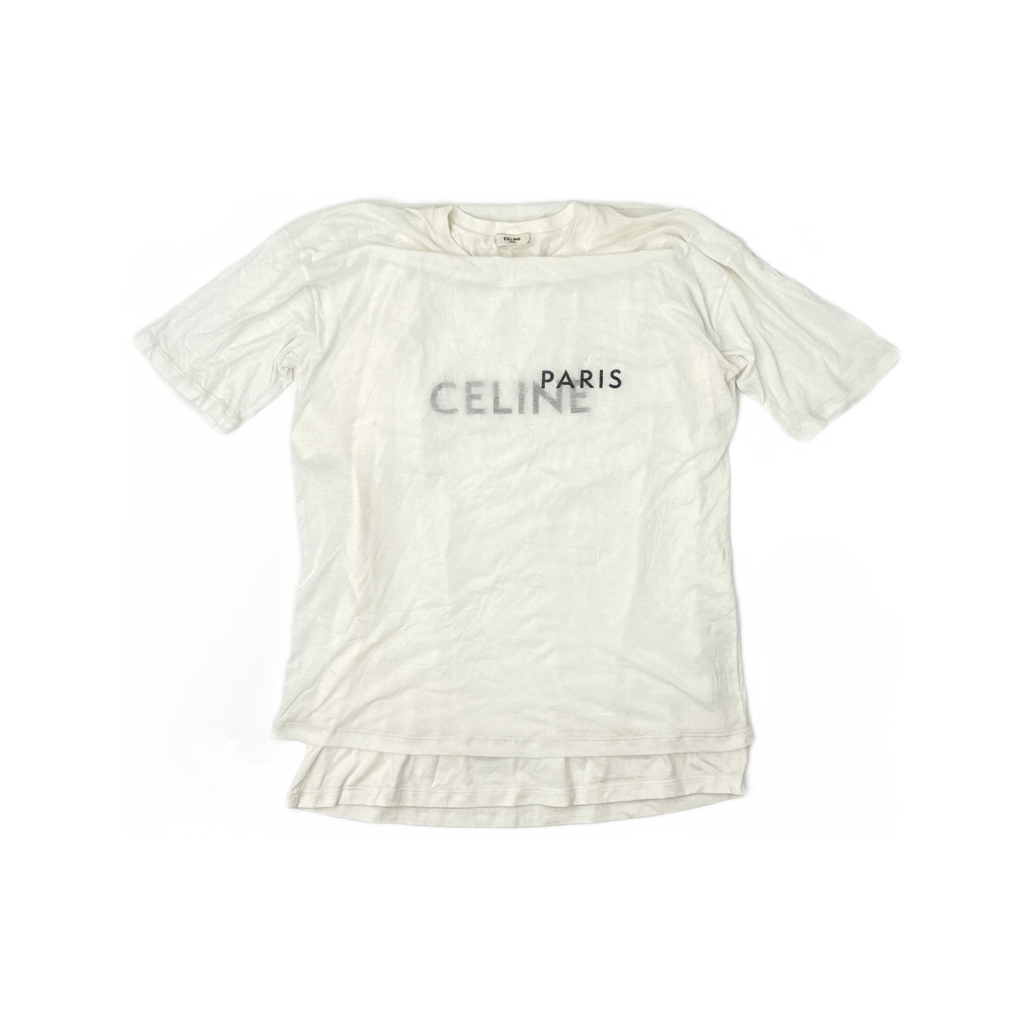 Celine × Hedi Slimane $395 White Flocked Unlock Your Fantasies T