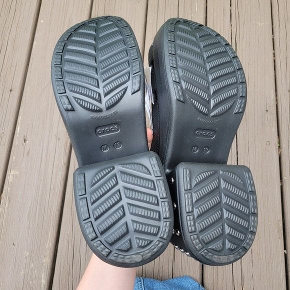 Crocs Crocs Comfort Siren Studded Black TPU Chunky Platform Heeled Size US 13 / EU 46 - 7 Thumbnail
