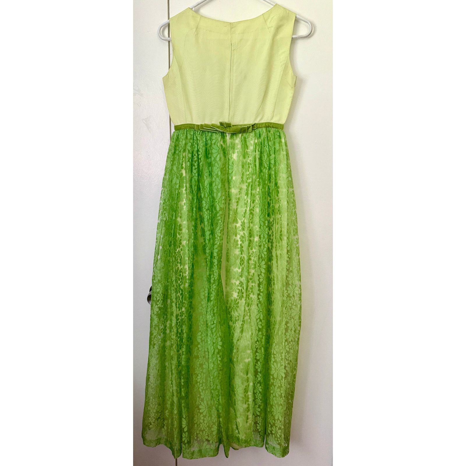 Vintage Vintage 50's/60's Bright Lime Green Daisy Lace Maxi Dress XS Size XS / US 0-2 / IT 36-38 - 7 Thumbnail