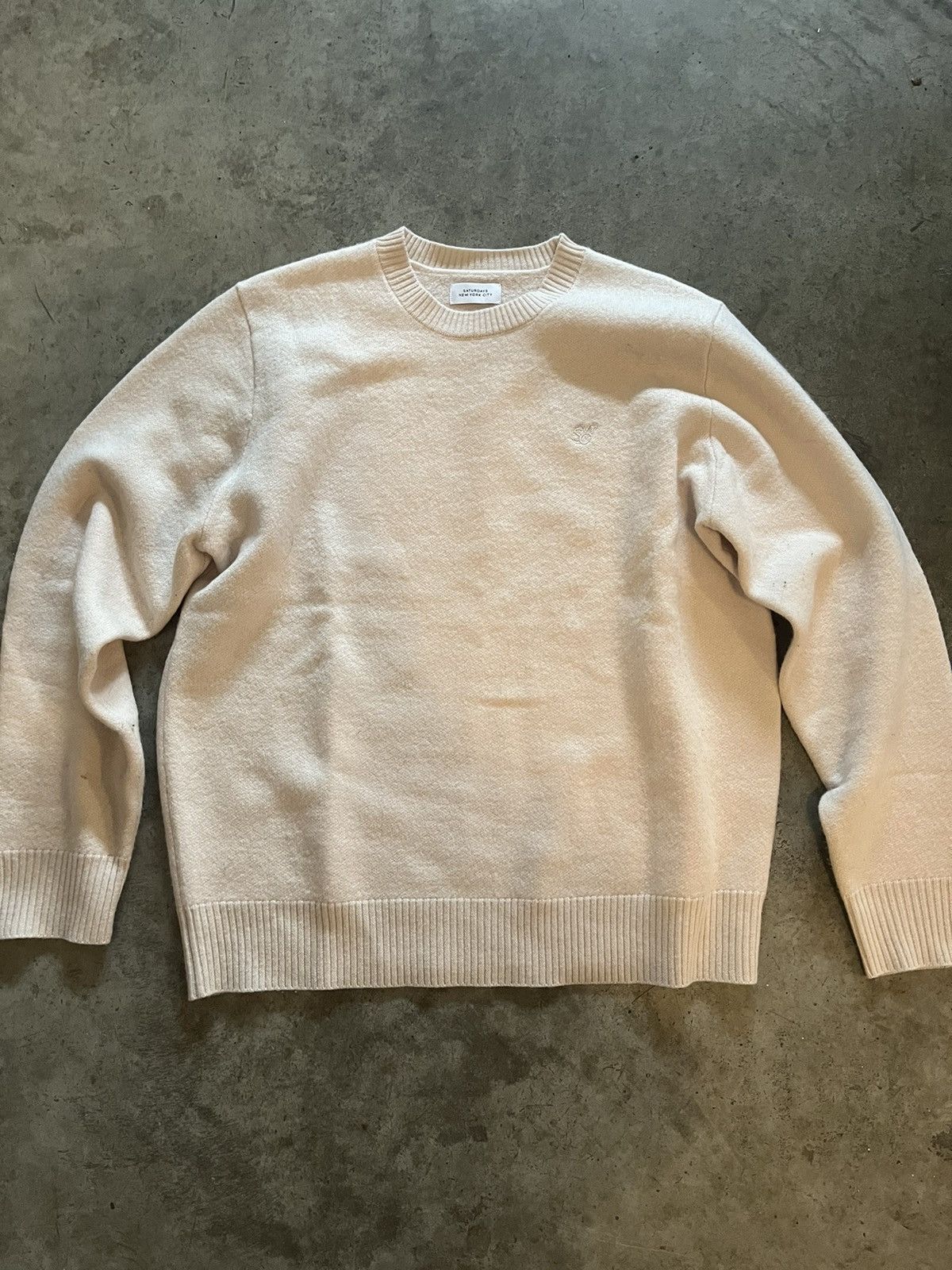 image of Saturdays New York City Saturdays Greg Boiled Wool Sweater - Ivory in Beige, Men's (Size Large)