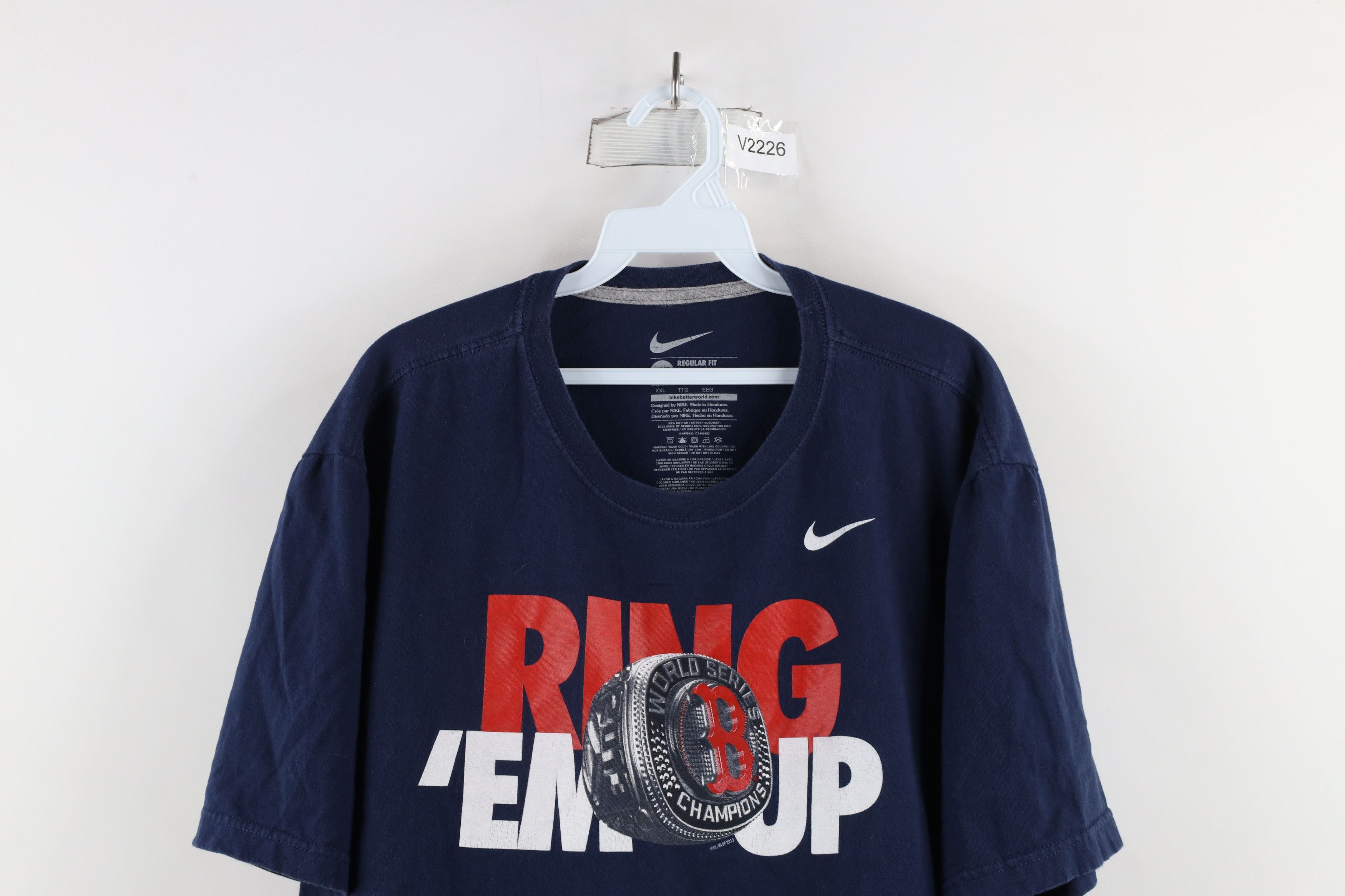 Nike × Vintage Vintage Y2K 2013 Nike Boston Red Sox Ring T-Shirt Blue Size US XXL / EU 58 / 5 - 2 Thumbnail