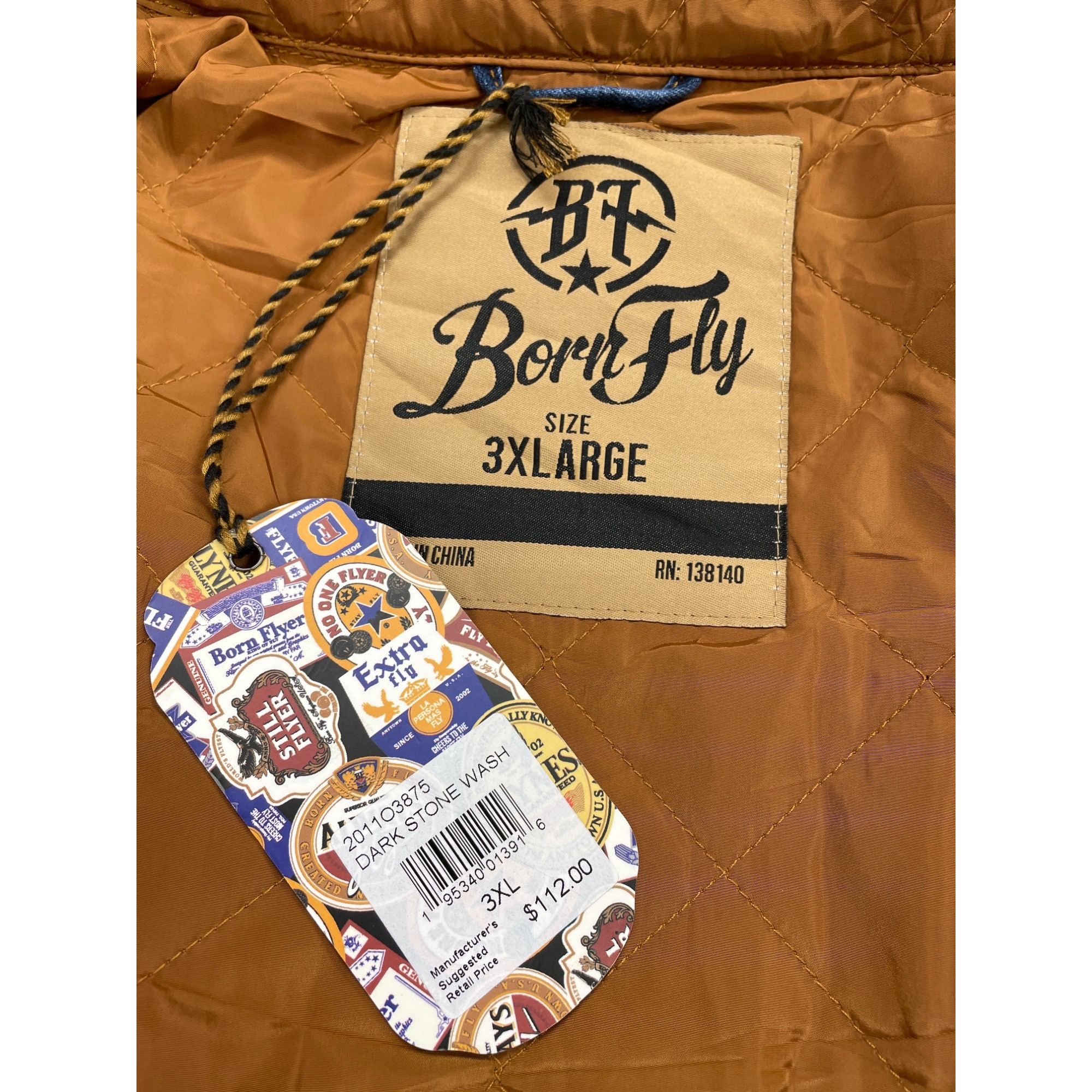 Born Fly Born Fly Men's Jean Jacket Size 3X, NWT SKU 1062 Size US XXL / EU 58 / 5 - 3 Thumbnail