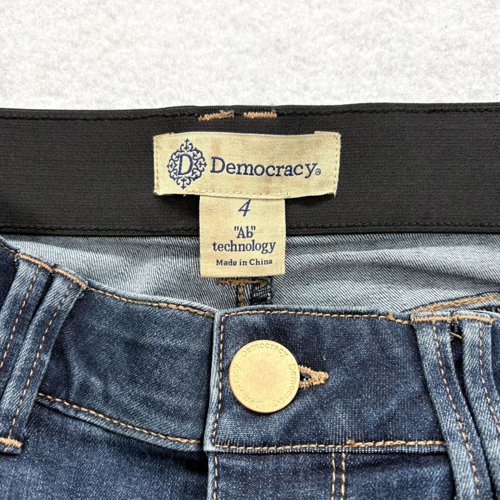 Vintage Democracy Ab Solution Bootcut Jeans Womens 4 Blue Dark Wash Mid Rise Stretch Size 27" / US 4 / IT 40 - 3 Thumbnail