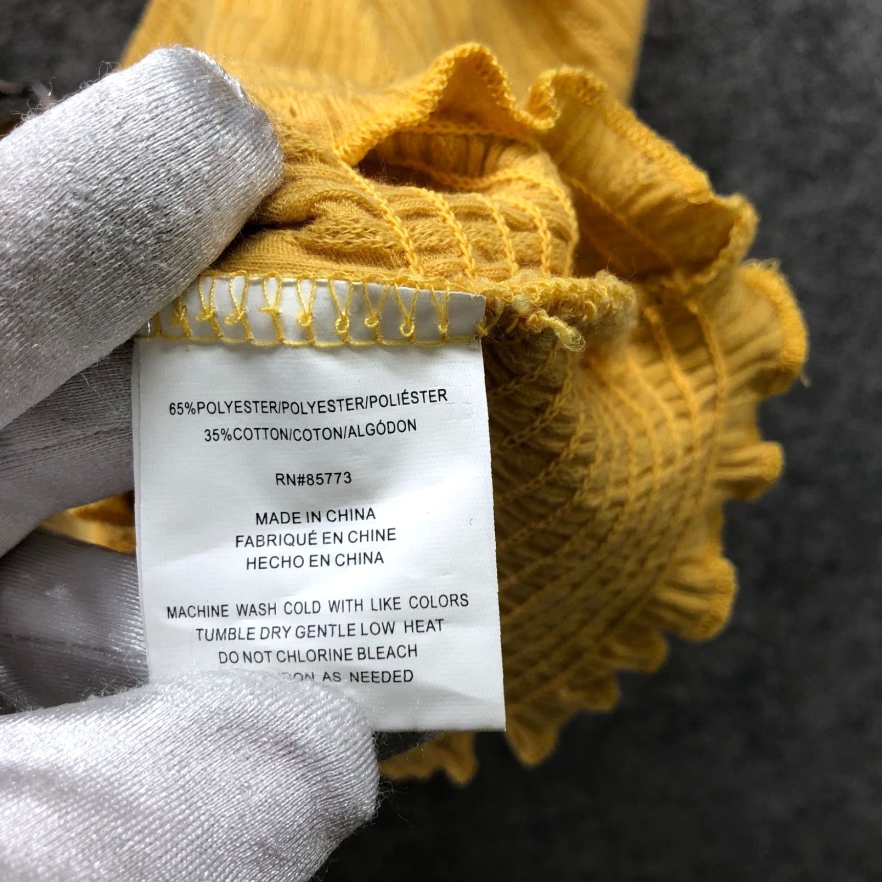 O'Neill O'Neill Puff Sleeve Crop Top Womens L Mustard Yellow Smocked Size L / US 10 / IT 46 - 8 Thumbnail