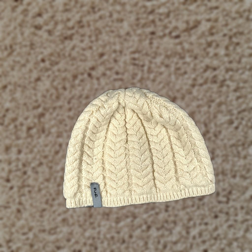 Vintage Fur Headwear Beanie Toque Women One Size Ivory Knit Acrylic Polyester Lined Size ONE SIZE - 1 Thumbnail