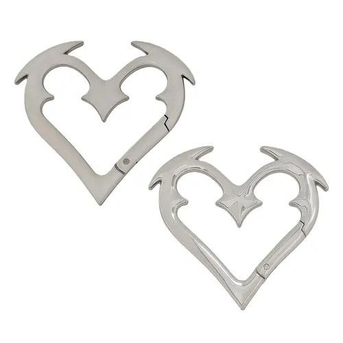 Jewelry Silver Heart-Shaped Punk Carabiner Keychain Size ONE SIZE - 6 Thumbnail