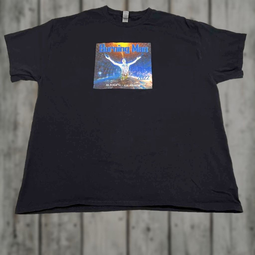 Gildan 2022 Burning Man XL Graphic Black T Shirt Gildan Tag Men Short Sleeve Crew Neck Cotton Graphic Print Shirt Regular Pattern Music Vintage: No Men Size US XL / EU 56 / 4 - 1 Thumbnail