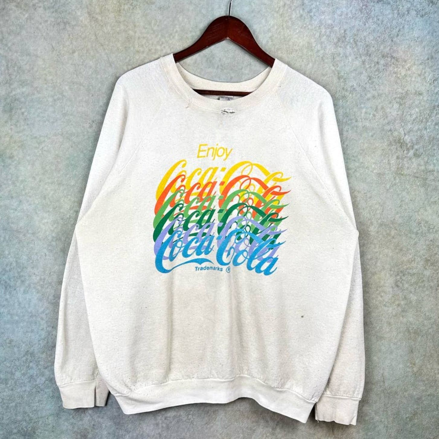 Coca Cola × Vintage Vintage 90s Coca Cola Coke Crewneck Sz XL USA Made Retro Size US XL / EU 56 / 4 - 1 Thumbnail