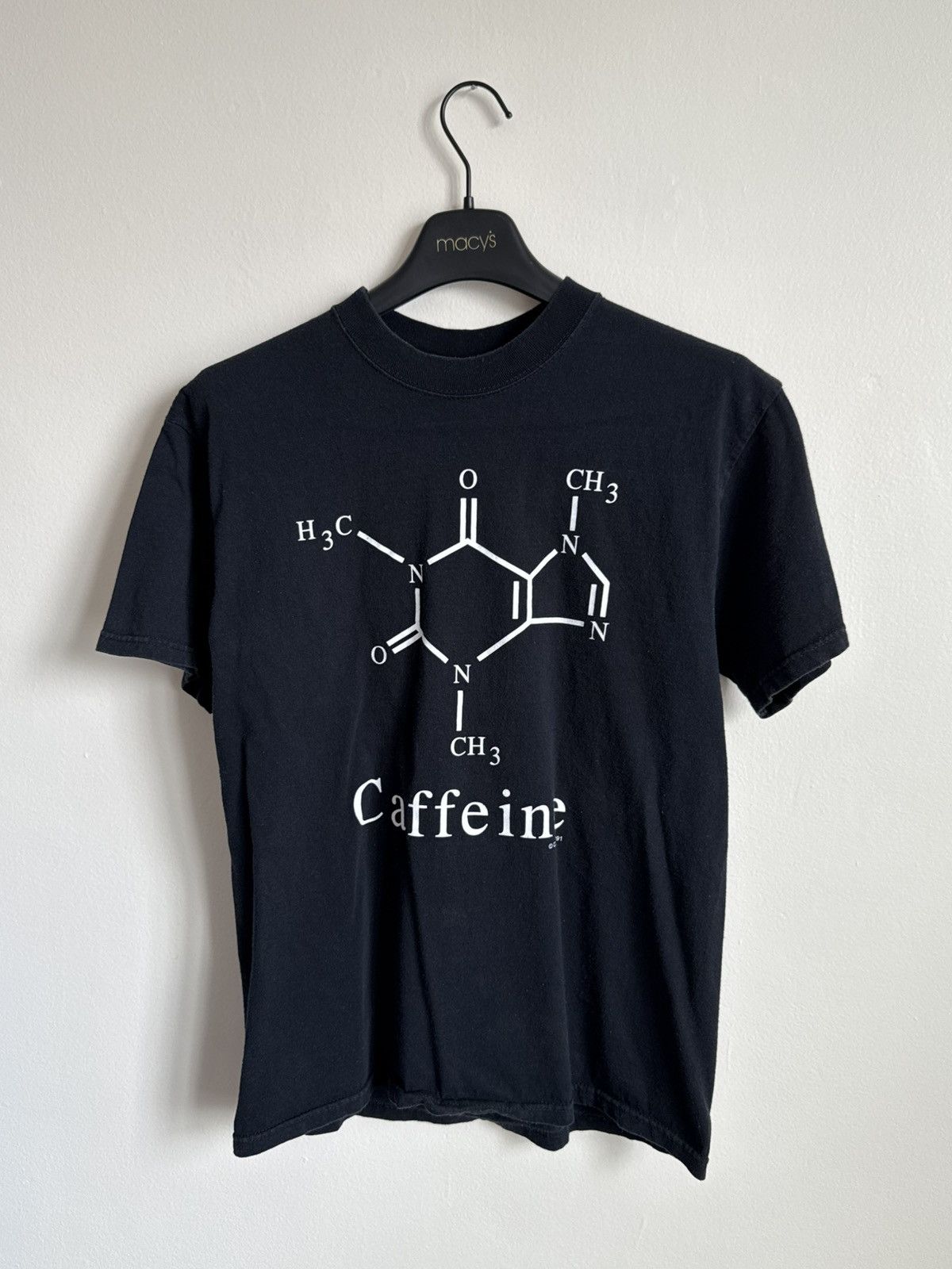 Vintage Jerzees Black Caffeine Molecule Science Graphic T-Shirt 1991 Size US M / EU 48-50 / 2 - 1 Thumbnail