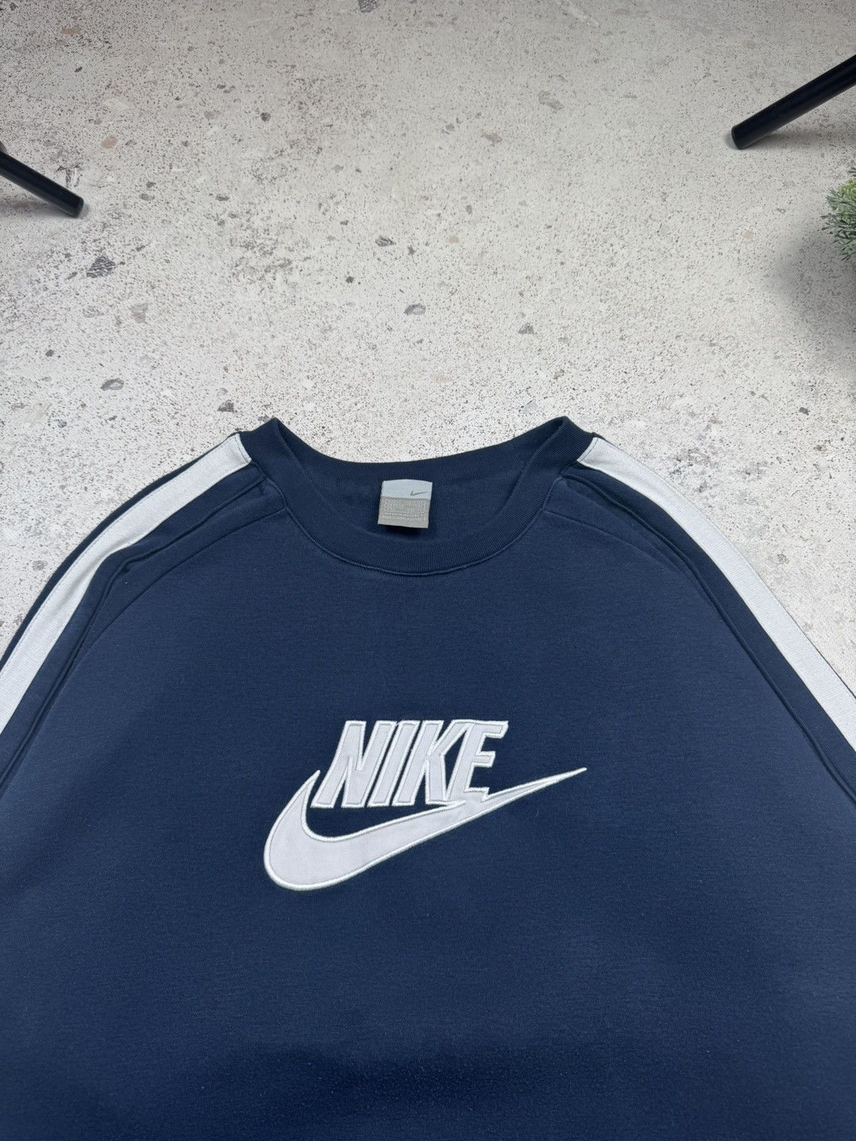 Nike × Vintage Vintage Nike Sweatshirt Big Logo 90s Blue Drill Men’s XL Size US XL / EU 56 / 4 - 4 Thumbnail