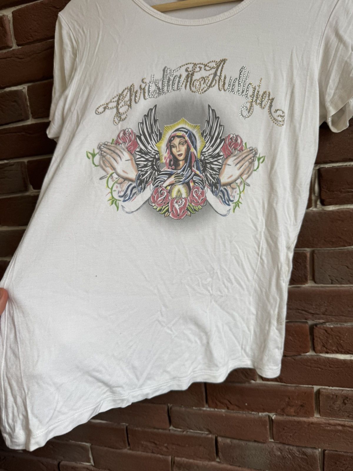 Ed Hardy Y2K Christian Audigier Mother Of God Christ Jesus Tee 00s Size L / US 10 / IT 46 - 3 Thumbnail