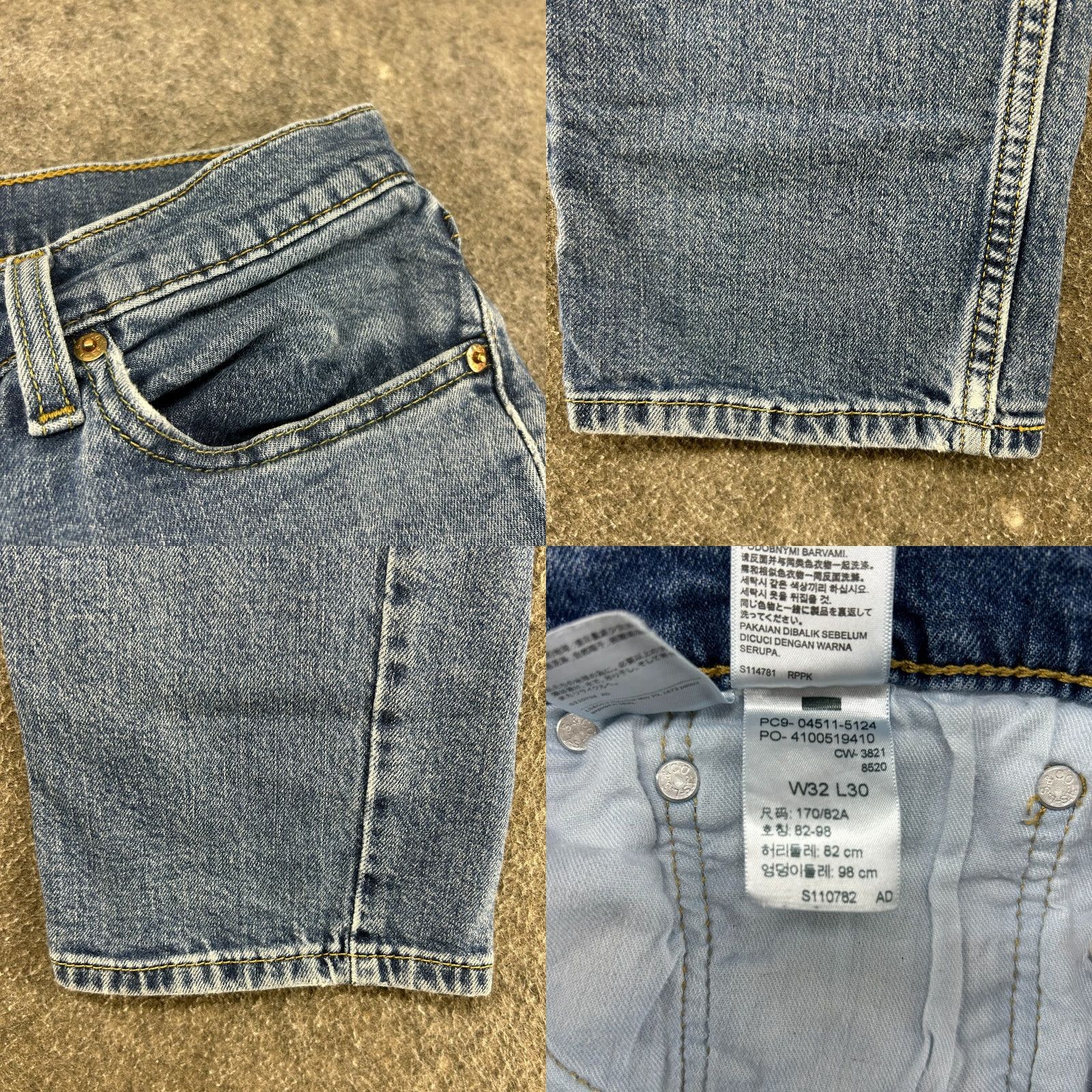 Levi's Levi's 511 Jeans Mens 32x30 Slim Fit Medium Wash Blue Stretch Denim Regular Size 32 Modern Distressed 5-Pocket Button Fly Zip Mens Size US 32 / EU 48 - 8 Thumbnail