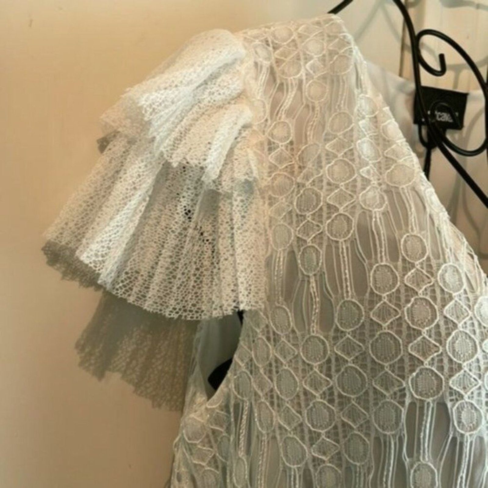 Just Cavalli Just Cavalli Dress White Lace Gown Pleated Flounce Size M / US 6-8 / IT 42-44 - 8 Thumbnail