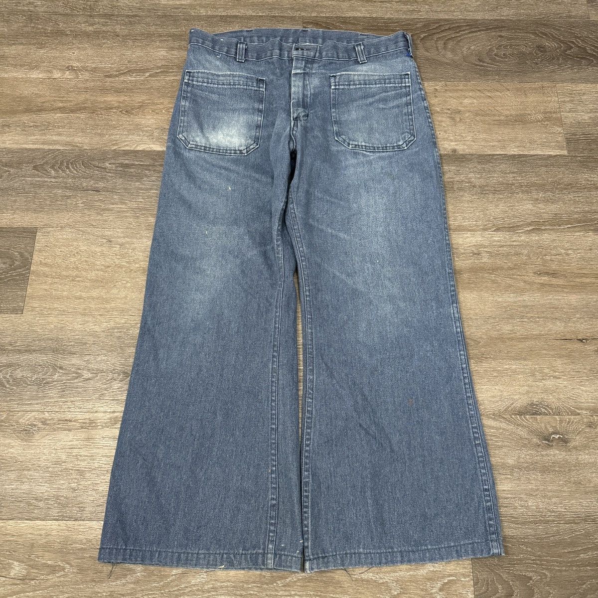 Japanese Brand Rare Vintage 1970s Navy Dungaree bell bottom pants Size 34" / US 12 / IT 48 - 1 Thumbnail