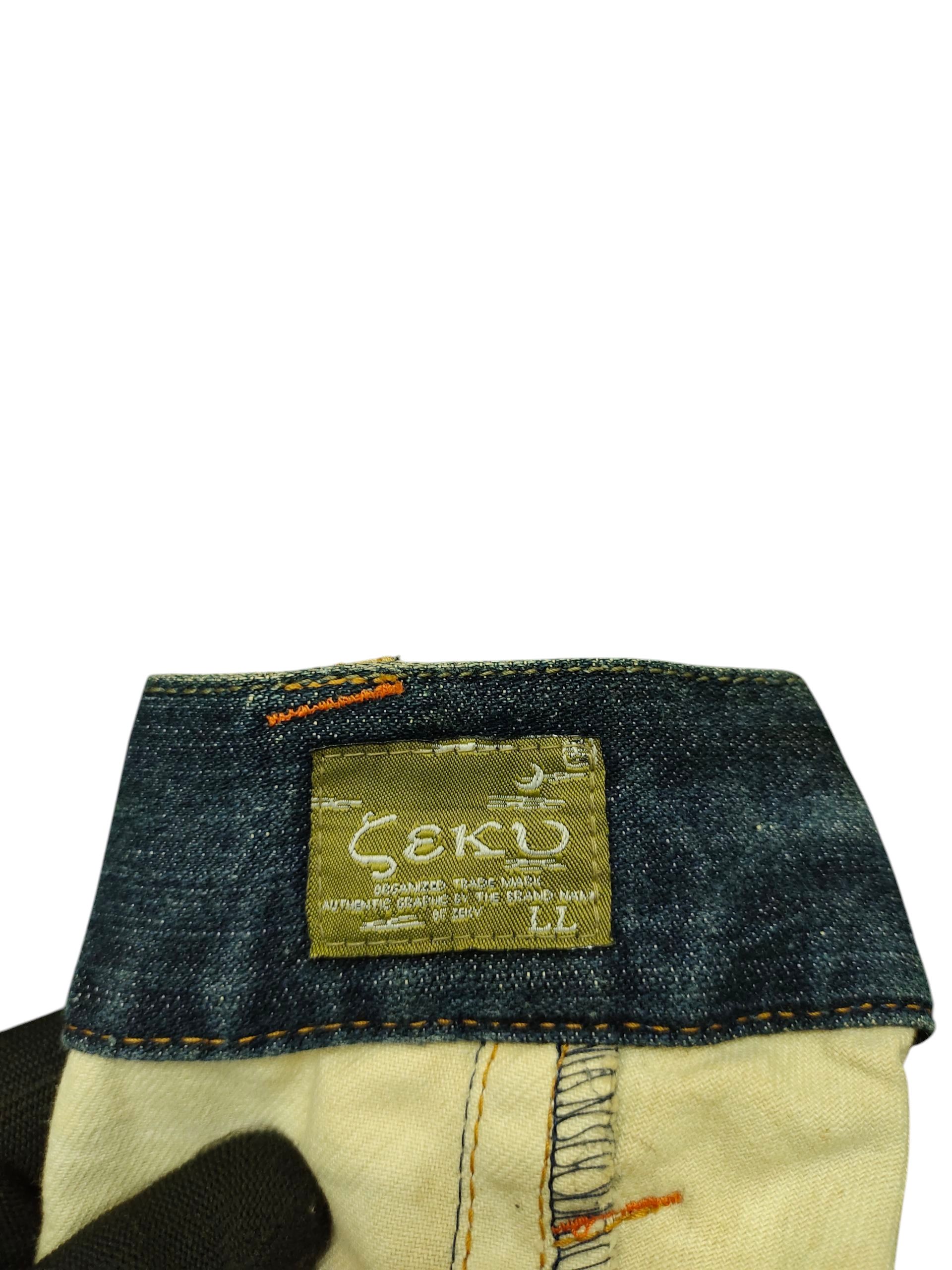 Karakuri Tamashii Vintage Seku Sukajan Koi Embroidered Denim Jeans Karakuri Size US 35 - 11 Thumbnail