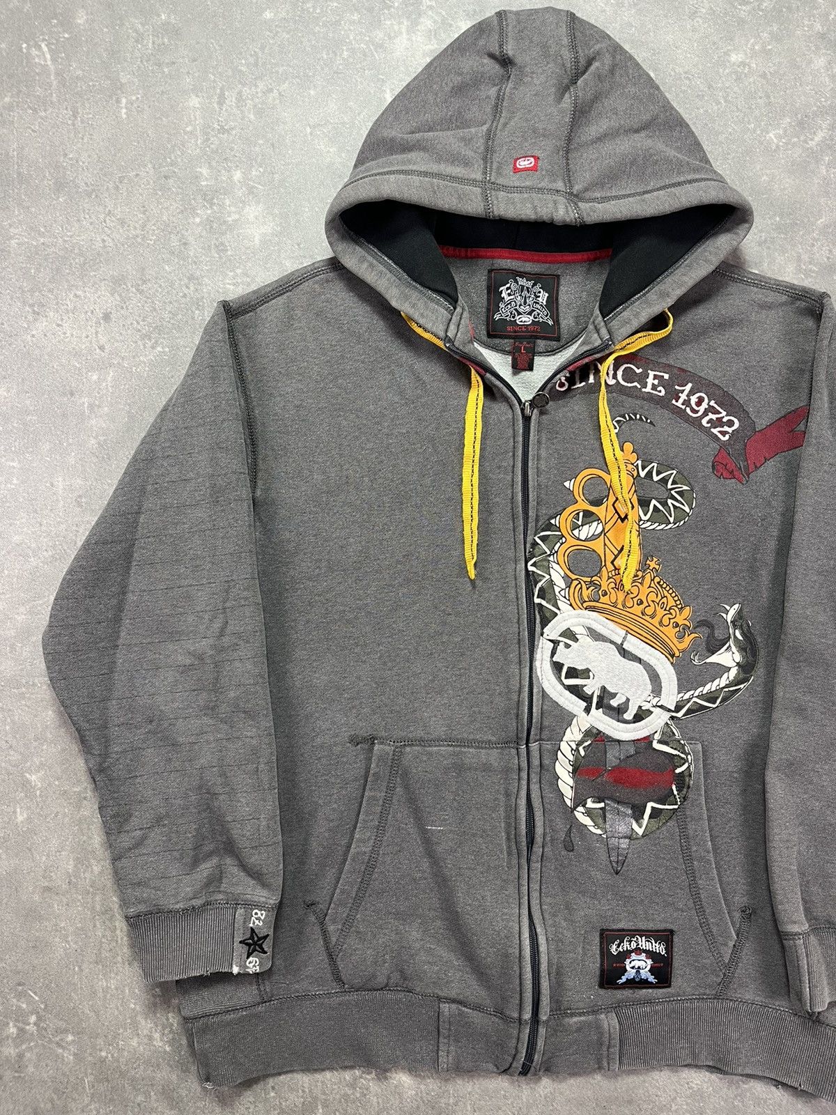 Ecko Unltd. Ecko Unltd Multilogo Embroidered Baggy Faded Zip Hoodie L XL Size US L / EU 52-54 / 3 - 3 Thumbnail