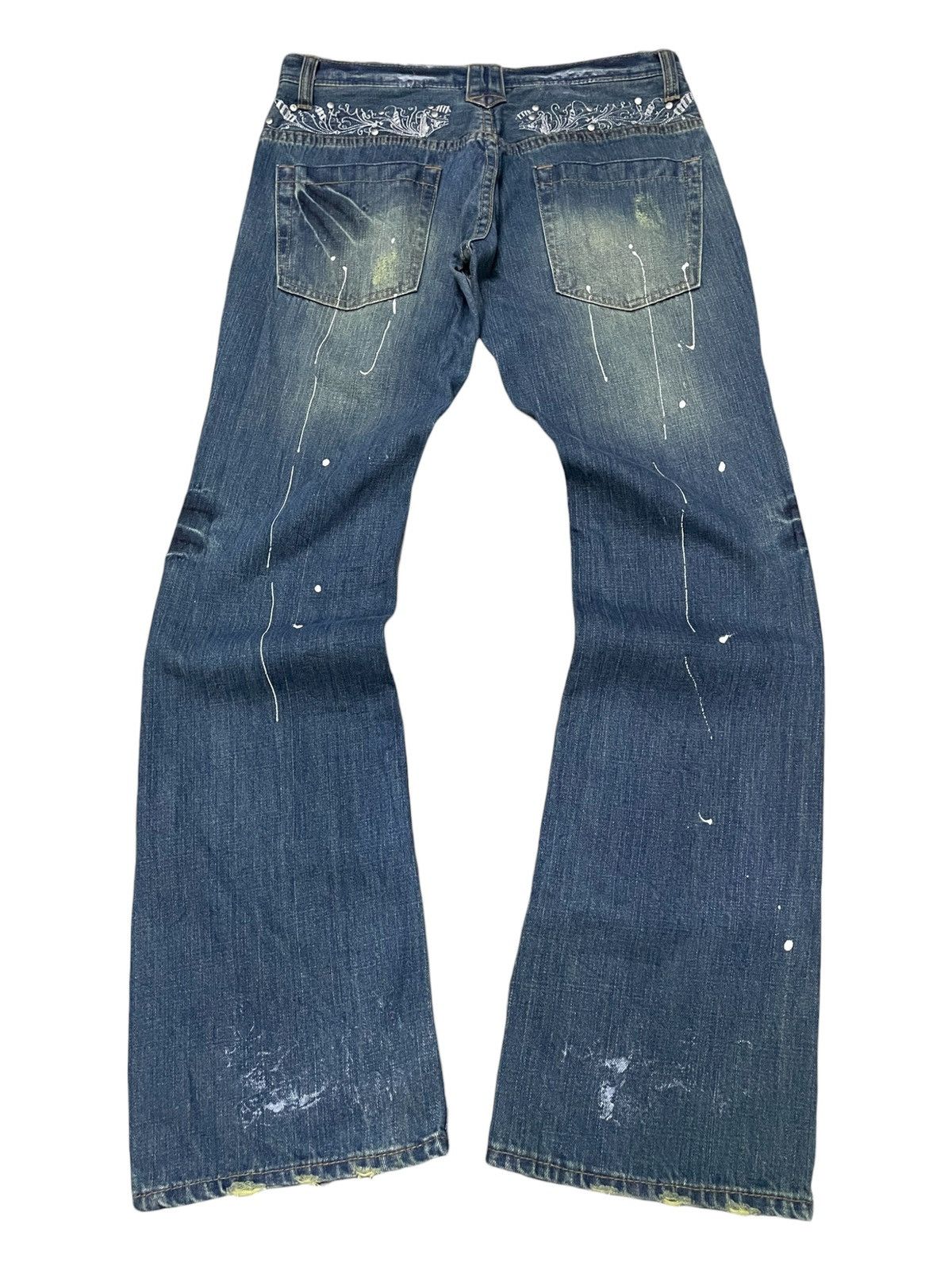 Hysteric Glamour × Japanese Brand Root Three Japan Paint Splatter Studded Flared Jeans Size US 32 / EU 48 - 2 Thumbnail