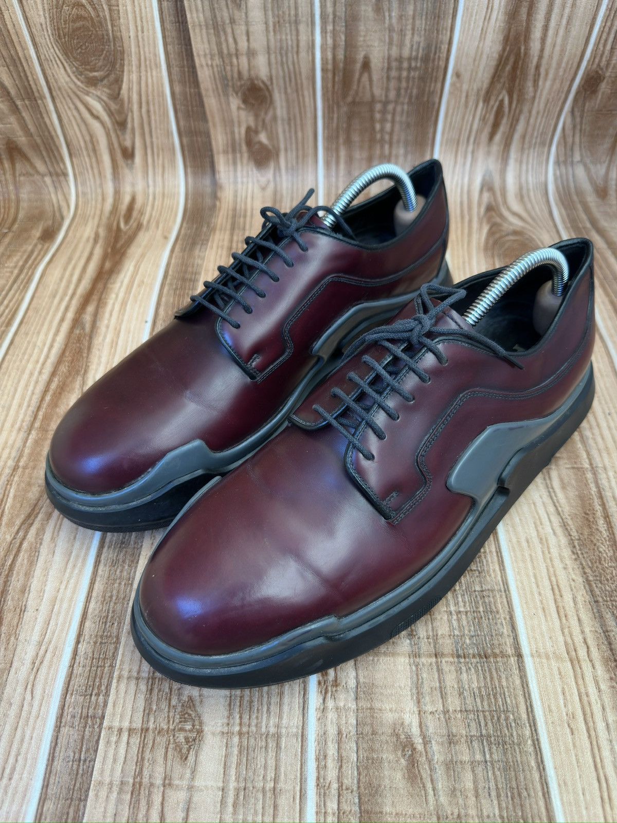 Prada AW15 Runway 2EG129 Show Wave Burgundy Derby Shoes Size US 10 / EU 43 - 5 Thumbnail