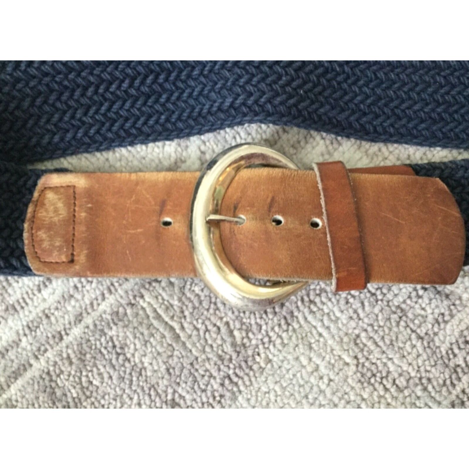 Vintage VINTAGE Canvas Blue Braided Belt Women One Size Leather Buckle Size ONE SIZE - 4 Thumbnail