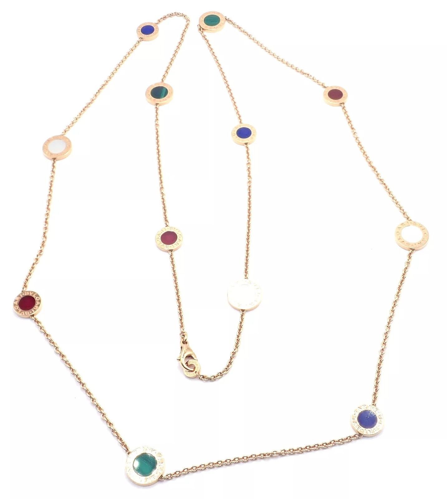 Bvlgari Bvlgari 18k Rose Gold Multi Gemstone 38" Long Necklace Size ONE SIZE - 4 Thumbnail