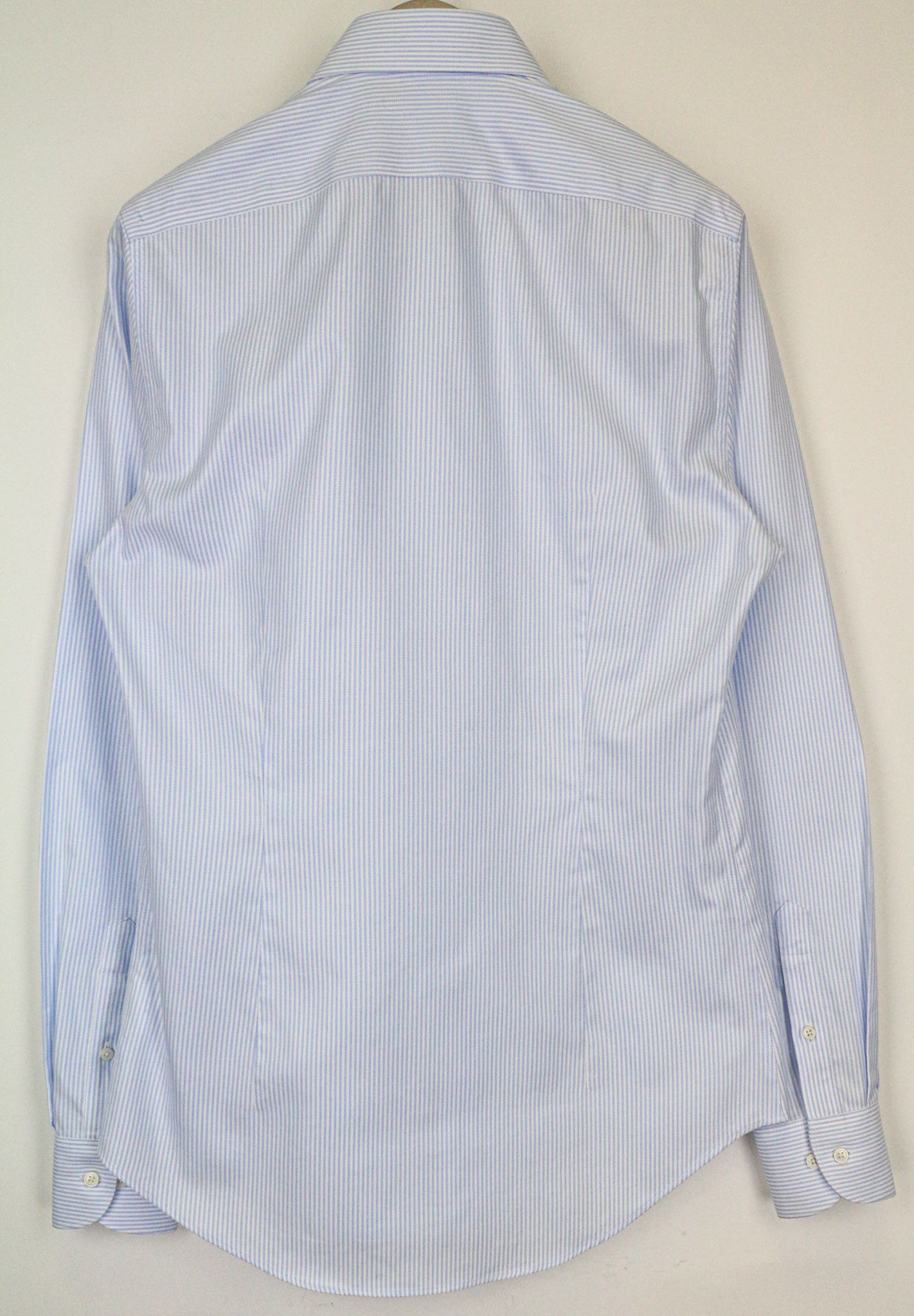 Suitsupply 39L/15 1/2L Extra Slim Blue Cotton Striped Shirt 77028 Size 38R - 2 Thumbnail