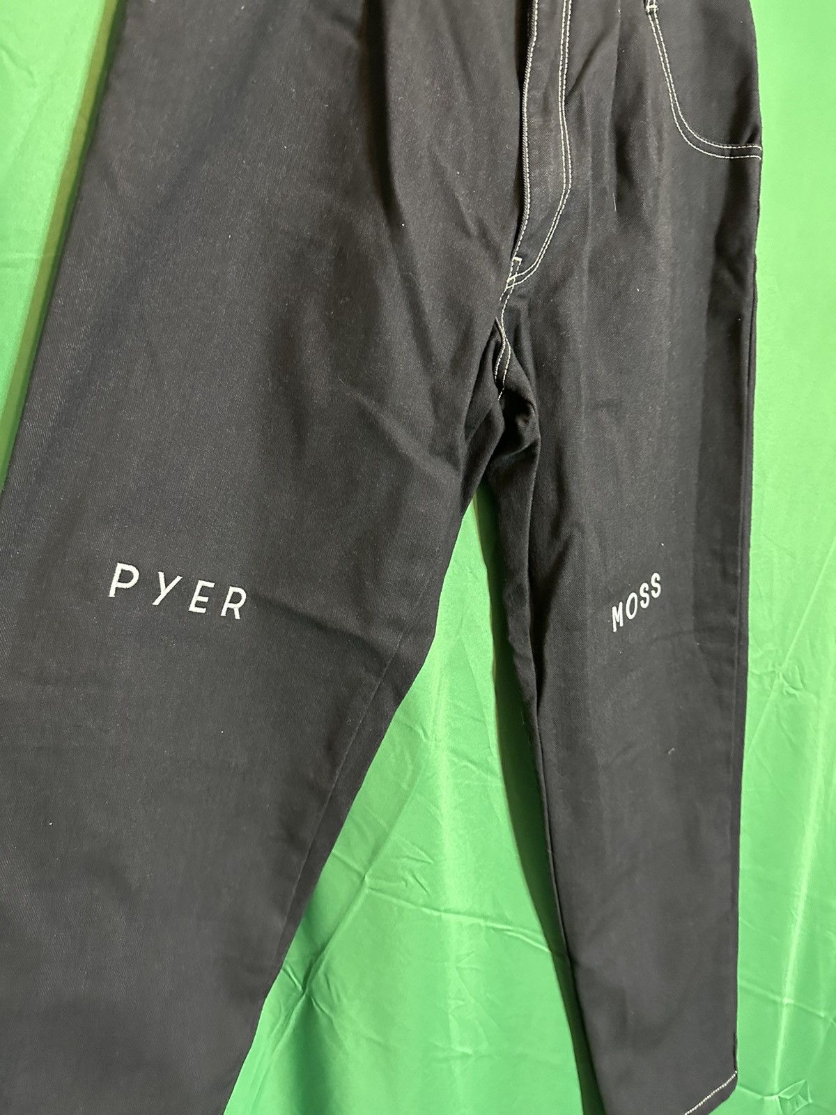 Pyer Moss Black logo embroidered contrast stitch denim jeans NWT Size US 31 - 2 Thumbnail