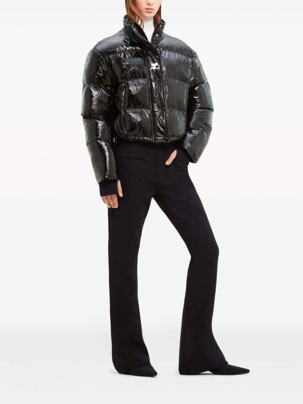 Courreges o1mle0824 Vinyl Logo-Print Puffer Jacket in Black Size L / US 10 / IT 46 - 3 Thumbnail