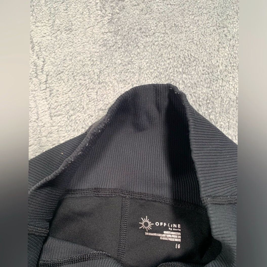 Vintage Aerie Legging Women L Black High Rise Ankle Regular Size Large Offline Goals 7/8 Size 36" / US 14 / IT 50 - 5 Thumbnail