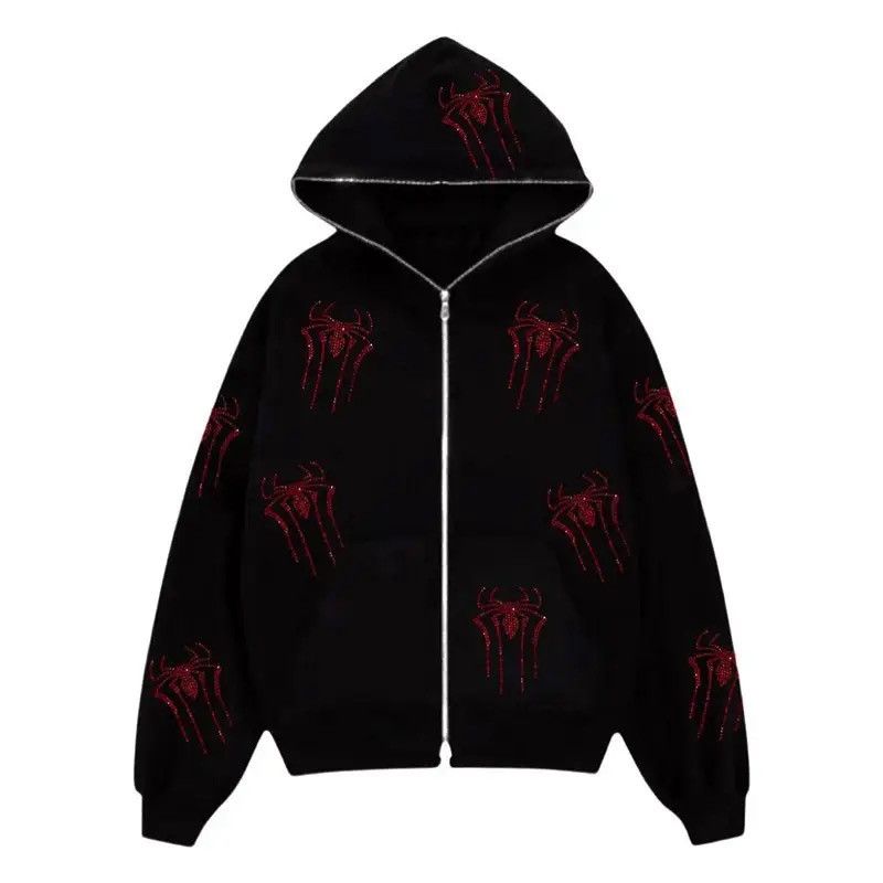 Other Rhinestone Zip y2k Hoodie Spider Web Gothic Punk Style Size US M / EU 48-50 / 2 - 1 Thumbnail