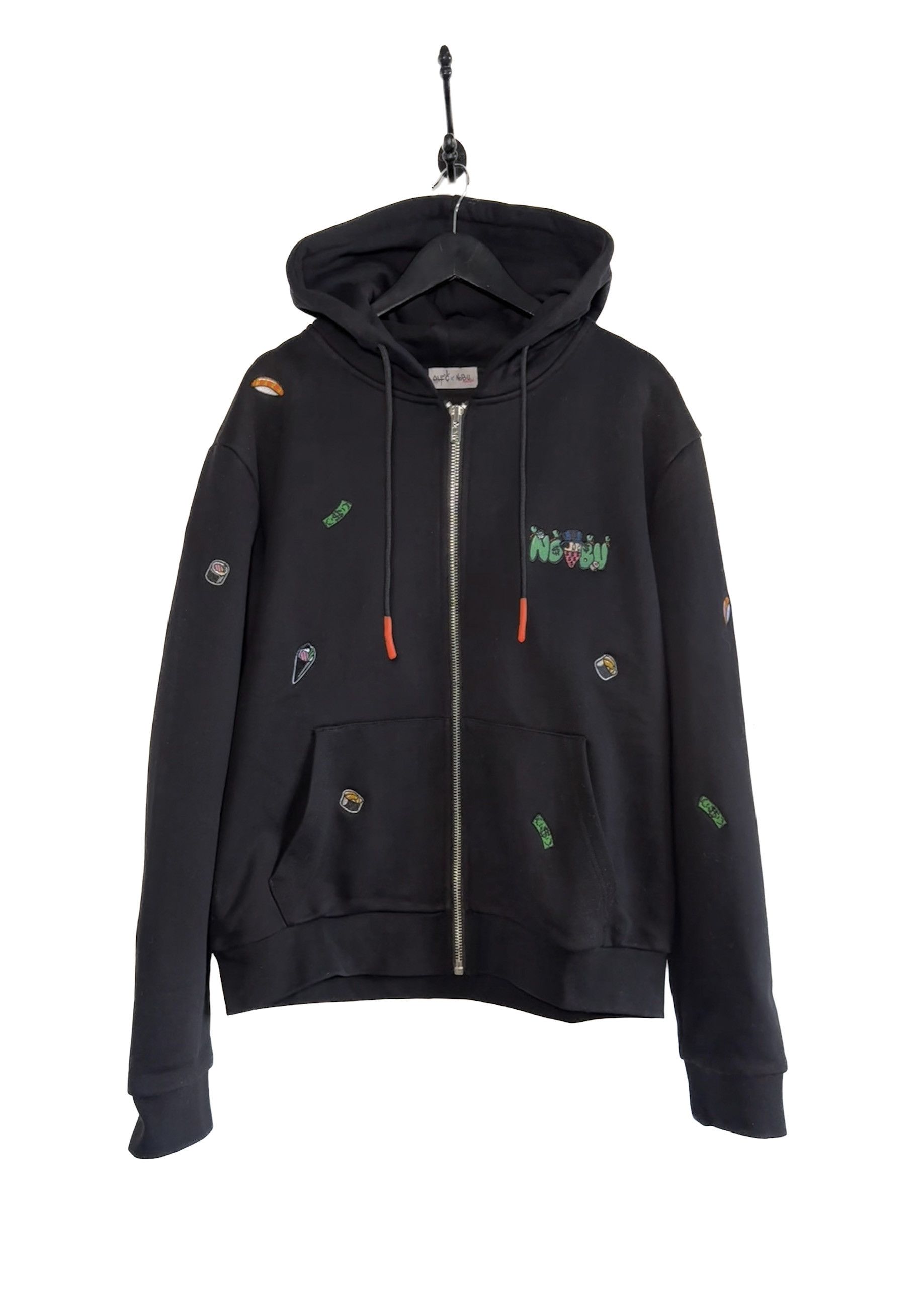 image of Alec Monopoly Nobu Malibu Sushi All Over Black Hoodie, Men's (Size XL)