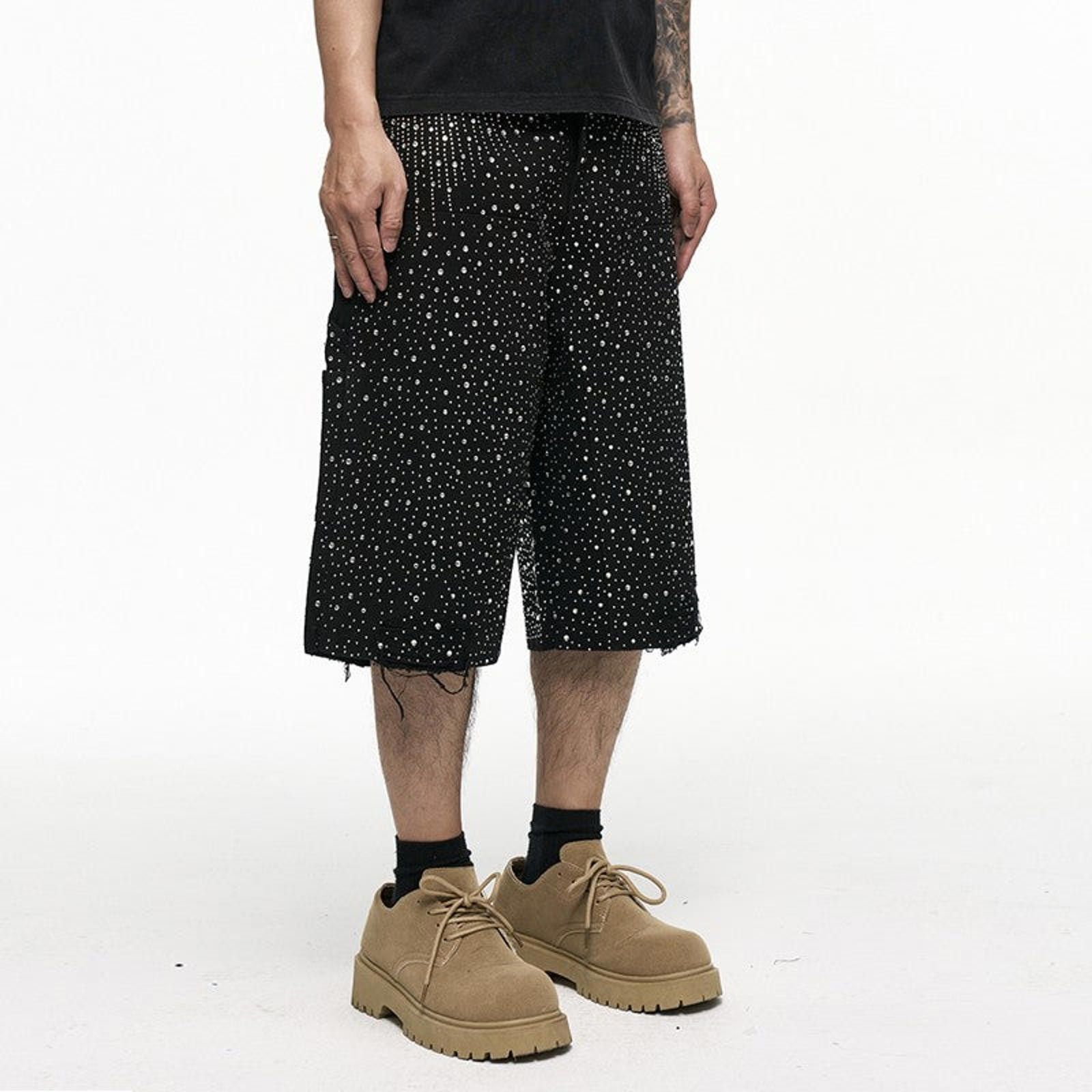 Rhinestone Accent Long Shorts