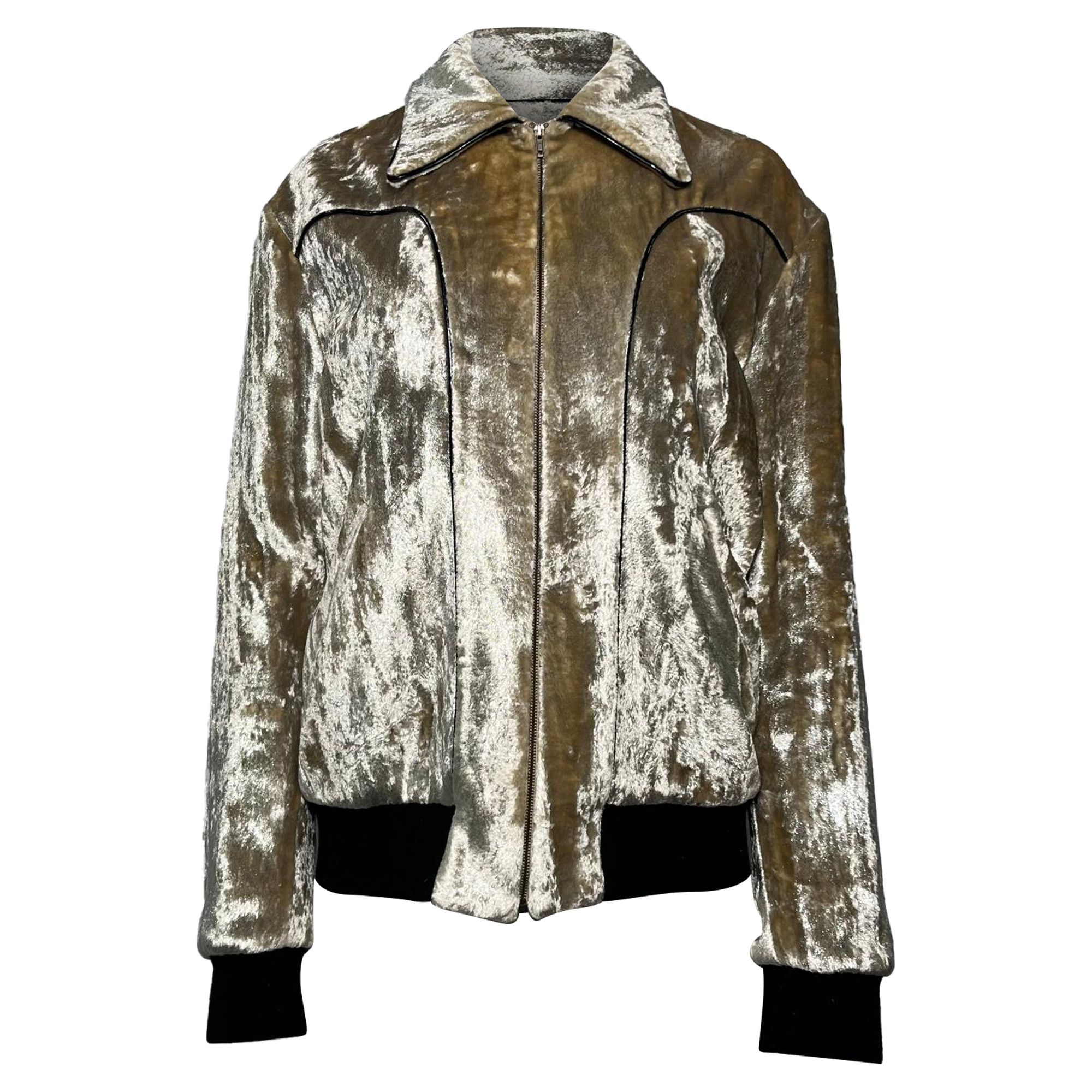 Saint Laurent Paris Saint Laurent Zipped Bomber Jacket in Gold Viscose Size M / US 6-8 / IT 42-44 - 1 Thumbnail