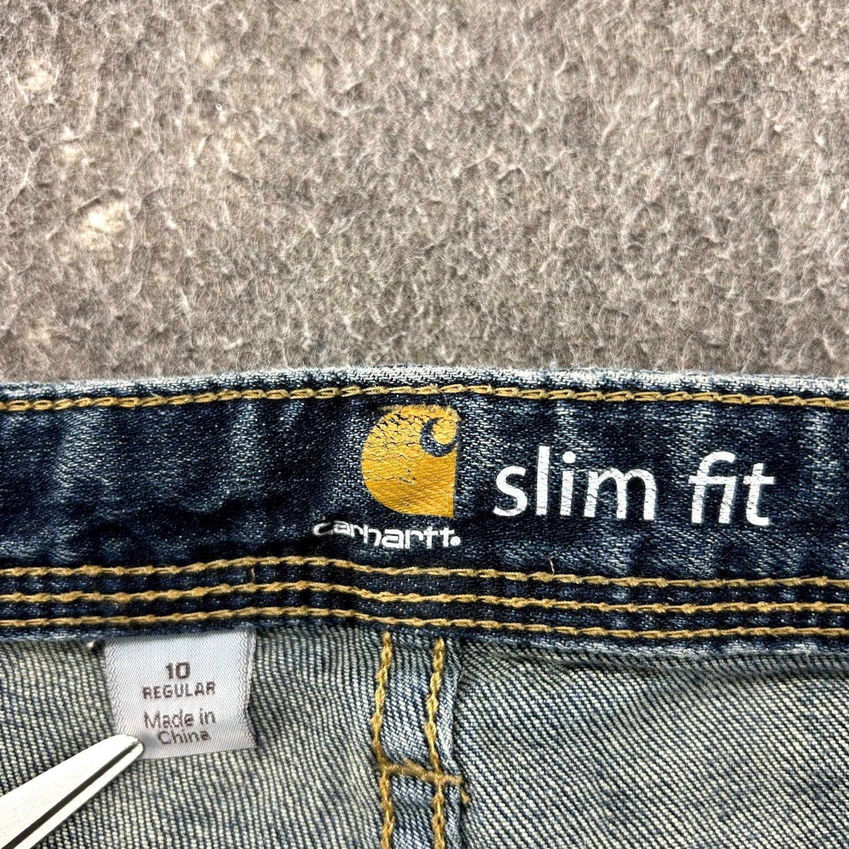 Carhartt Carhartt Jeans Womens 10 Blue Slim Straight Denim Cotton Workwear Pants 5-Pocket Inseam 30in Dark Blue Velvet Logo Zipper Button Size 32" / US 10 / IT 46 - 7 Thumbnail