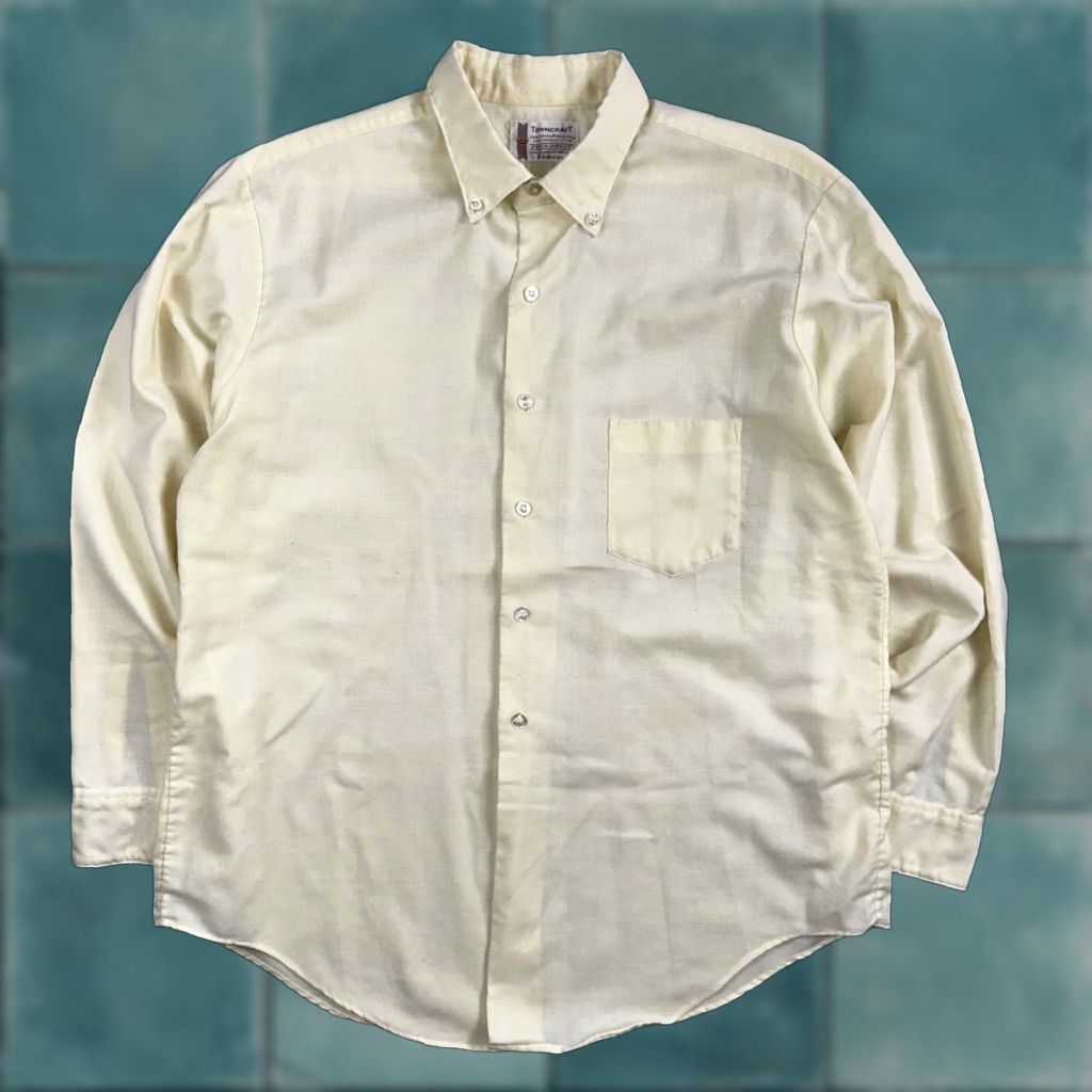 Penn VINTAGE TownCraft Shirt Men L Yellow White Stripe 60s 1960s USA Casual Button-Up Size US L / EU 52-54 / 3 - 1 Thumbnail