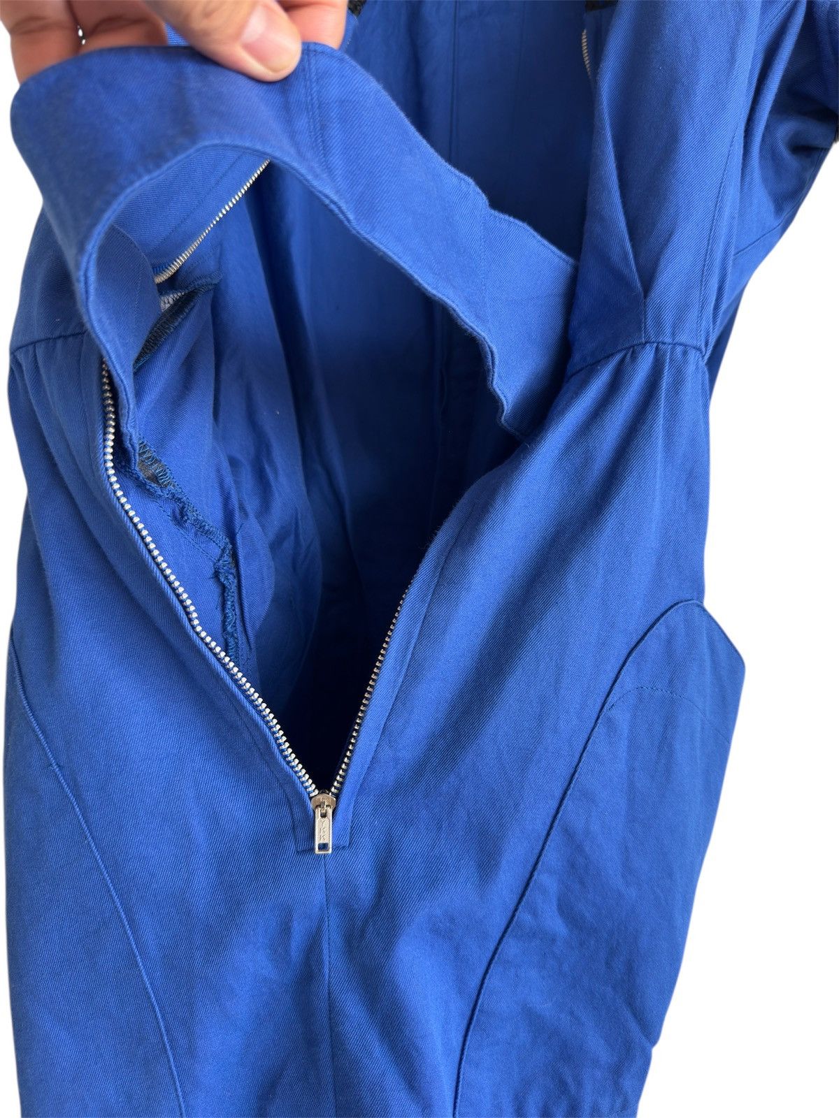 Thierry Mugler Vintage Thierry Mugler Punk Gothic Blue Dress with Mesh Hood Size M / US 6-8 / IT 42-44 - 6 Thumbnail