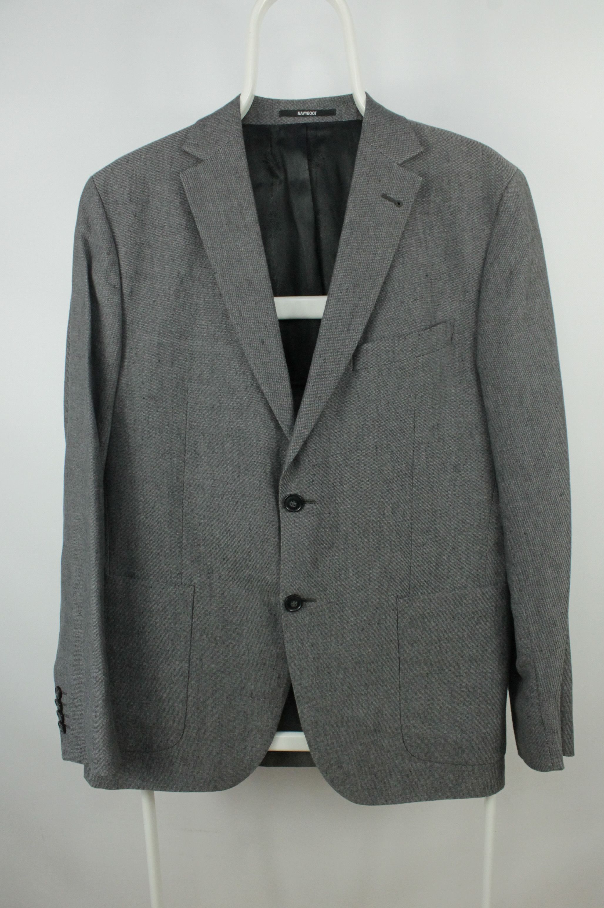 NAVYBOOT NAVYBOOT Gray Cotton Linen Sport Coat Blazer Jacket Size US M / EU 48-50 / 2 - 1 Thumbnail