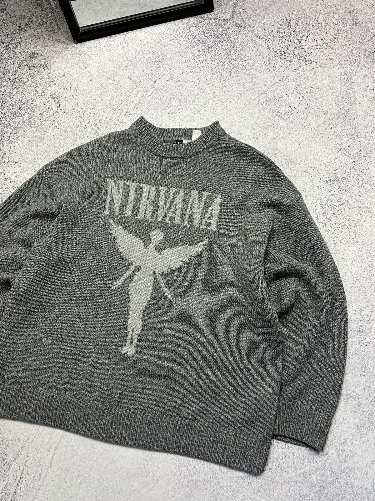 Other Vintage Y2k Nirvana Crazy Angel Big Logo Knit Sweater Boxy Size US M / EU 48-50 / 2 - 3 Thumbnail