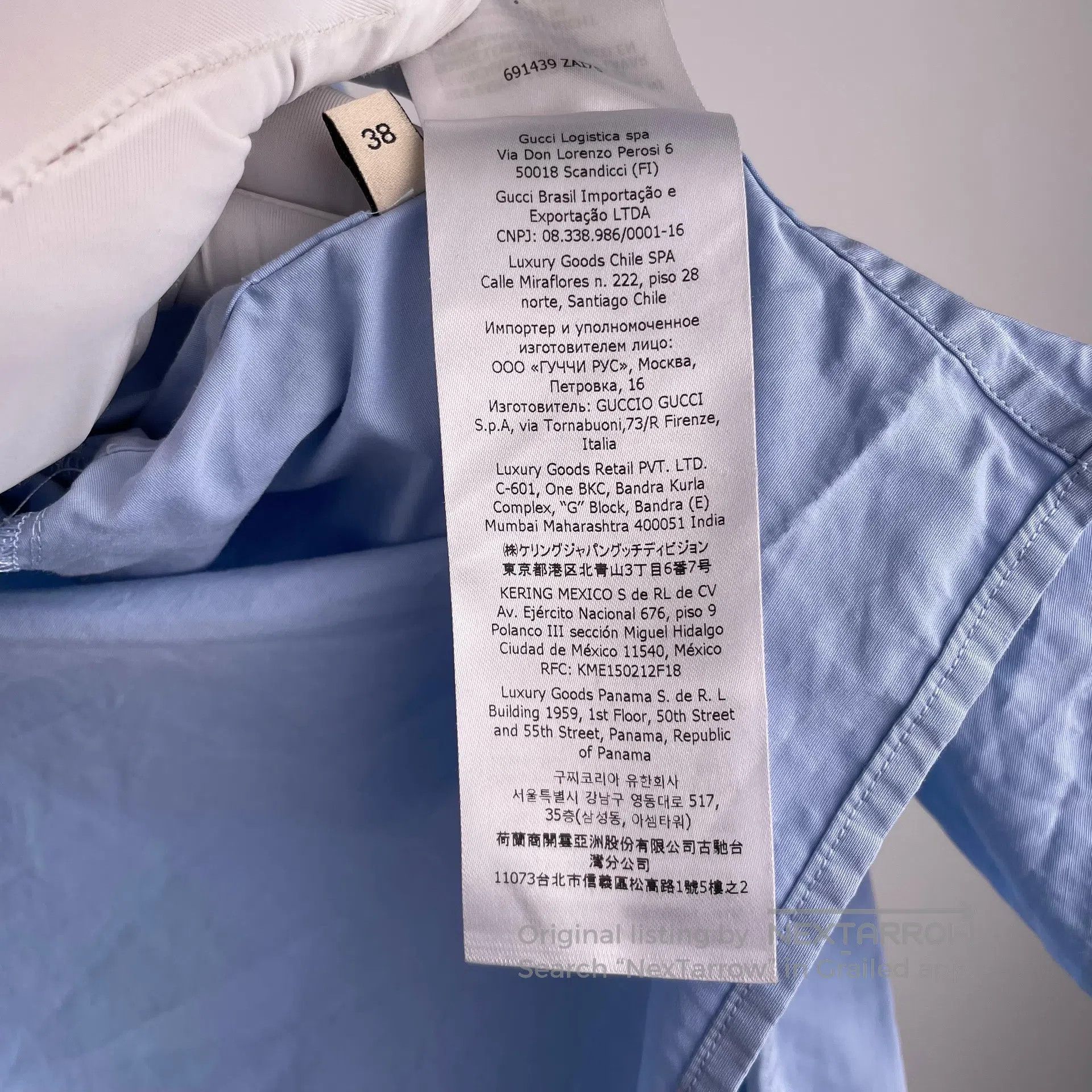 Gucci Guicci Blue Embroidered Letter Logo Long Sleeve Shirt Size Size XS / US 0-2 / IT 36-38 - 7 Thumbnail