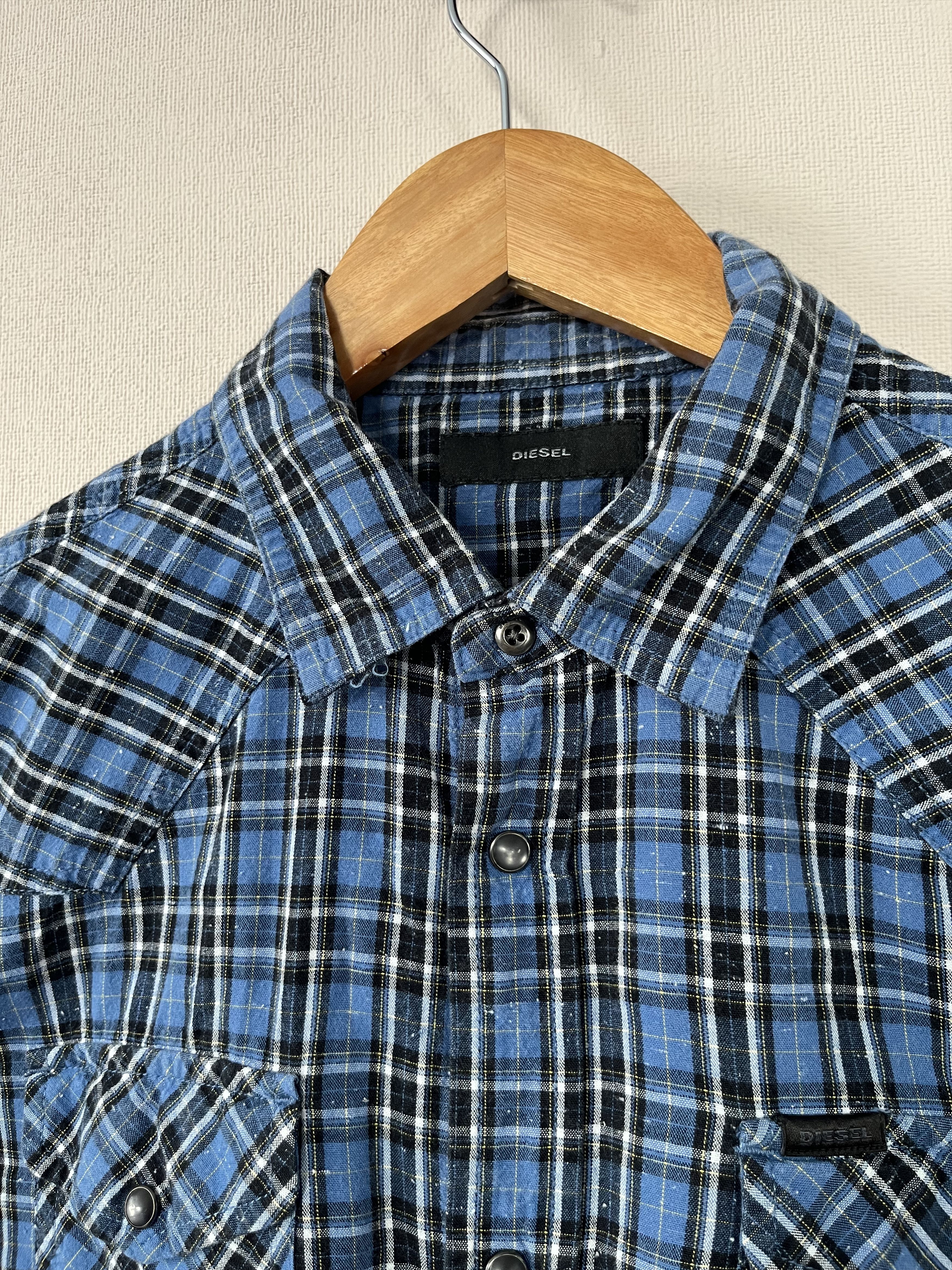 Diesel Diesel Plaid Snap Button Up Pocket Shirt Check Size L Size US L / EU 52-54 / 3 - 3 Thumbnail
