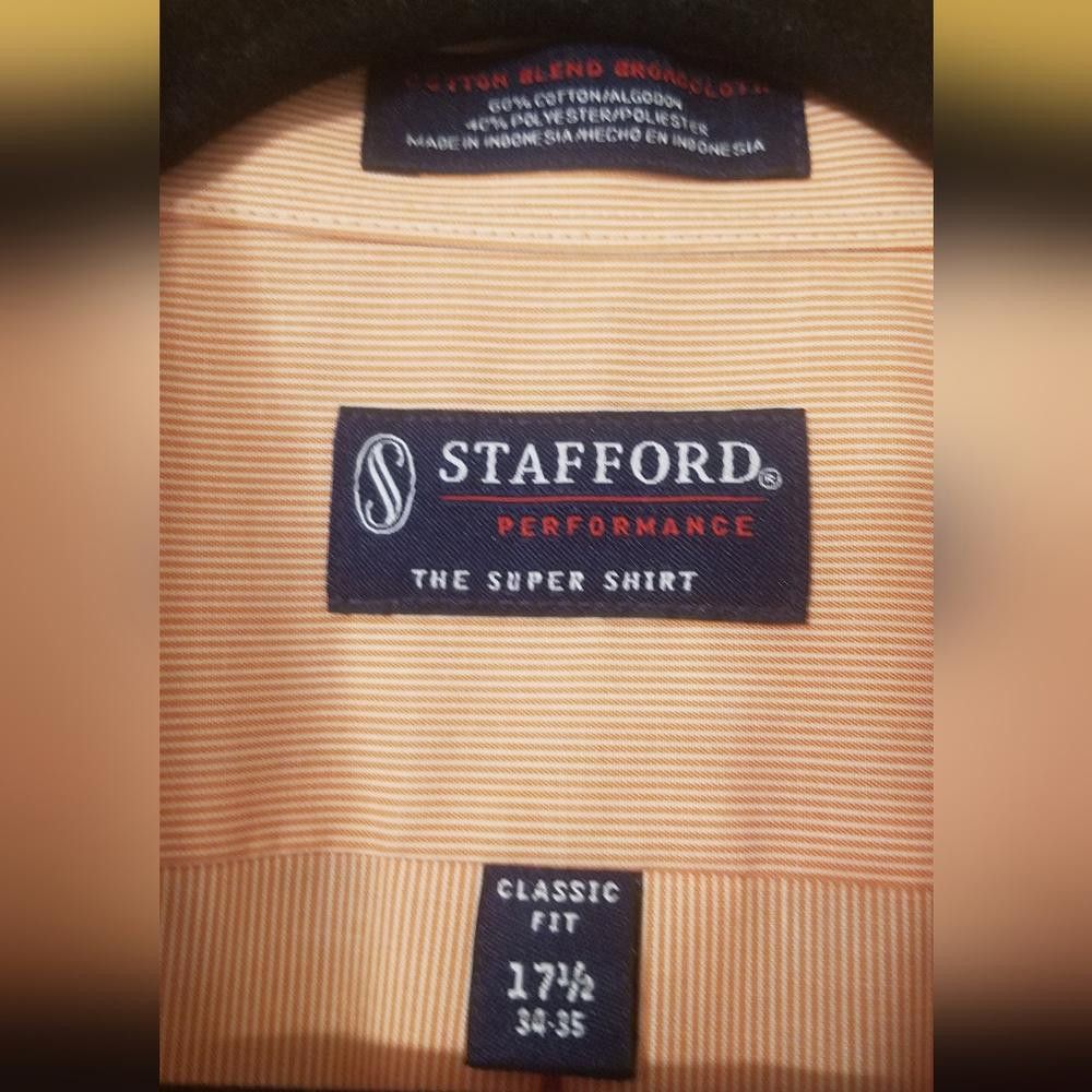 Stafford Stafford Performance The Super Shirt Classic Fit Size 17 1/2 Size 38R - 3 Thumbnail