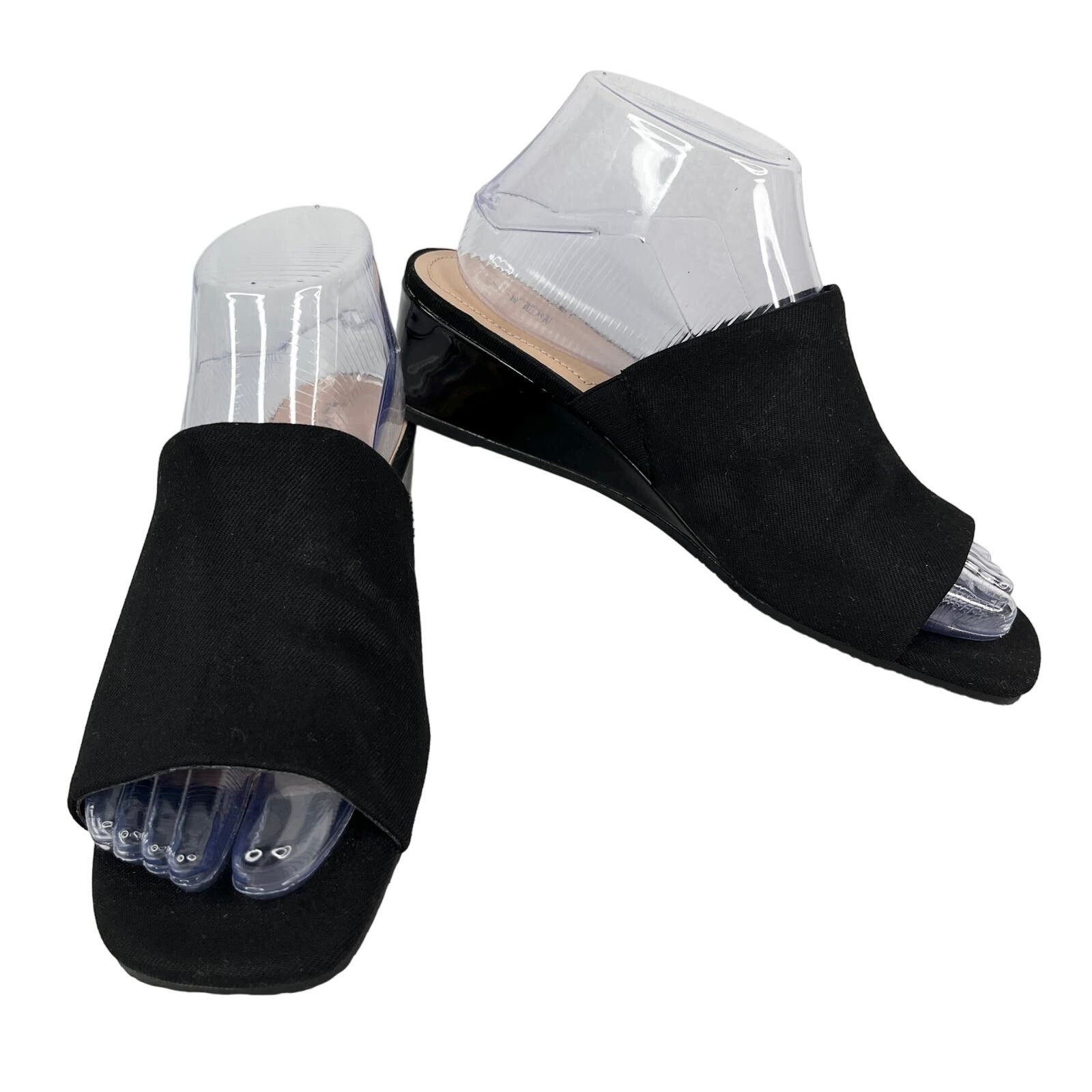 NYDJ NYDJ Claudine Wedge Mule Sandals Black 8 Patent Wedge New Size US 8 / IT 38 - 11 Thumbnail