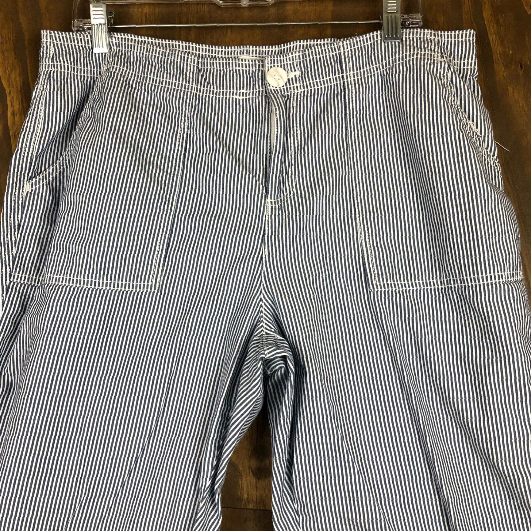 Liz Claiborne VINTAGE Liz Claiborne Womens Pants Capris Striped High Rise Stretch Cotton 12 Blue Size 34" / US 12 / IT 48 - 2 Thumbnail