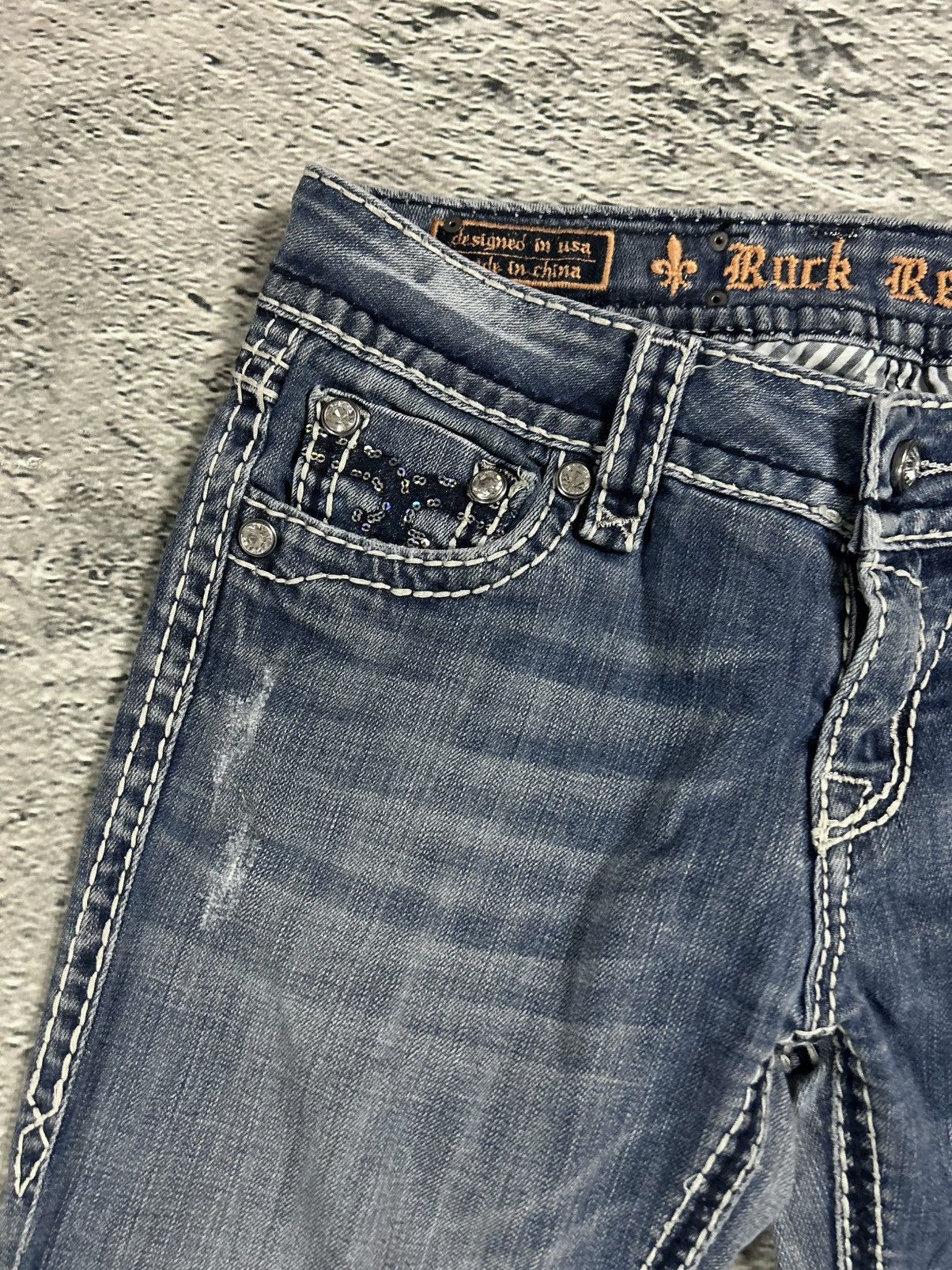 Rock Revival Rock Revival rhinestone glitter jeans Y2K flared denisa Size 29" - 8 Thumbnail