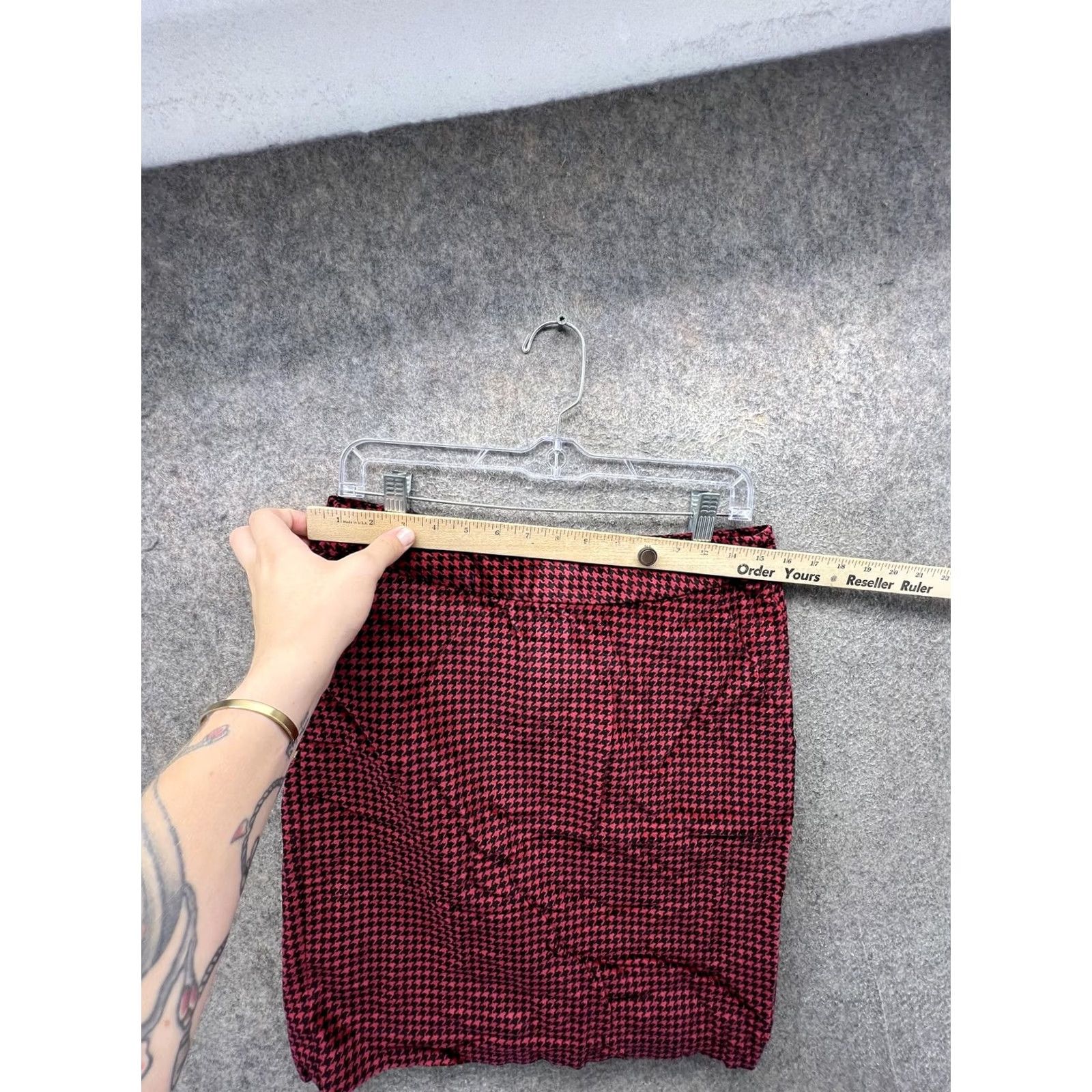Vintage L.L.Bean Skirt Womens 6 Red Houndstooth Tweed Pencil Lined Stretch Pockets Size 28" / US 6 / IT 42 - 4 Thumbnail
