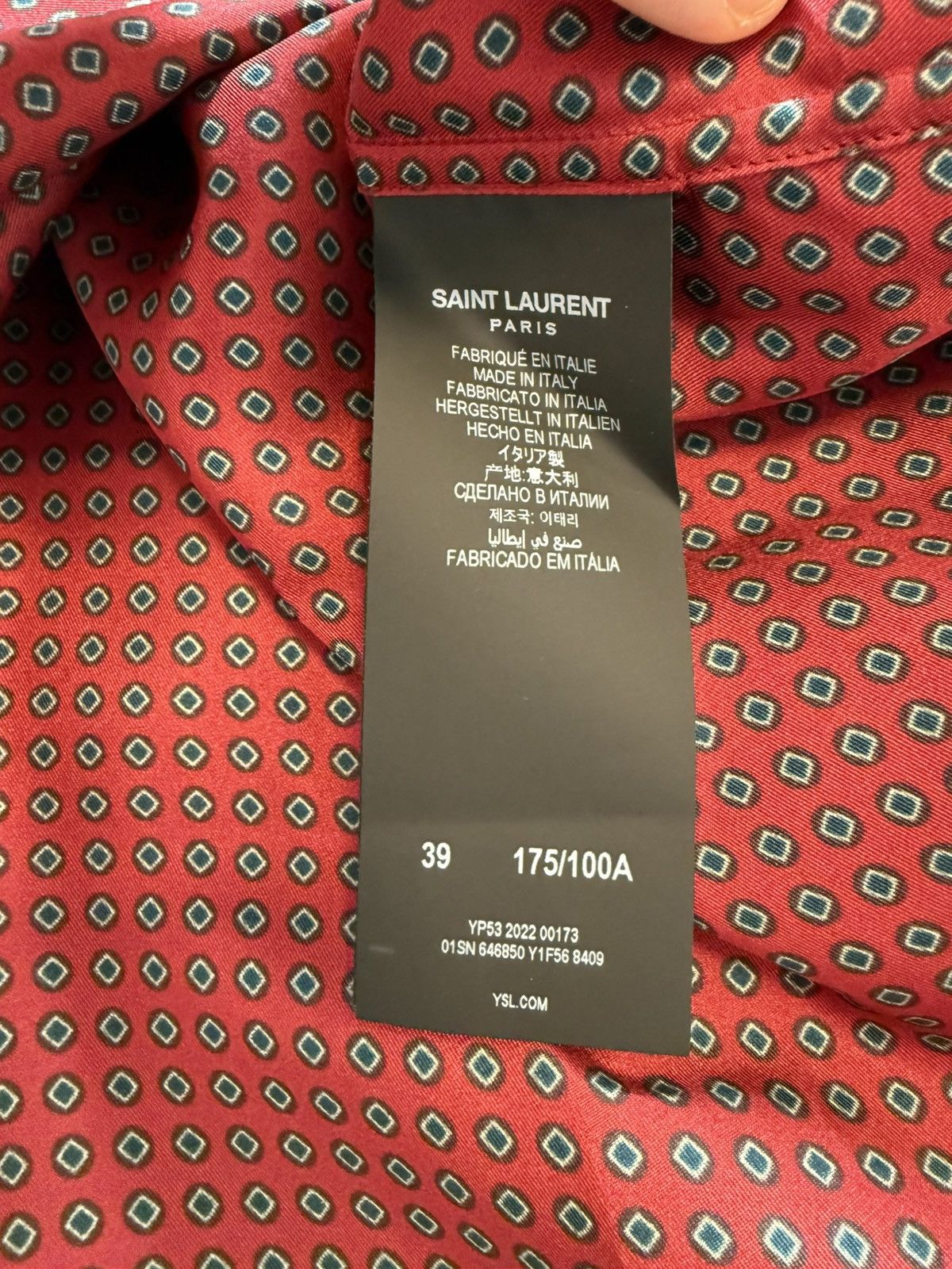 Saint Laurent Paris SS23 Saint Laurent Silk Diamond Shirt Size US M / EU 48-50 / 2 - 11 Thumbnail